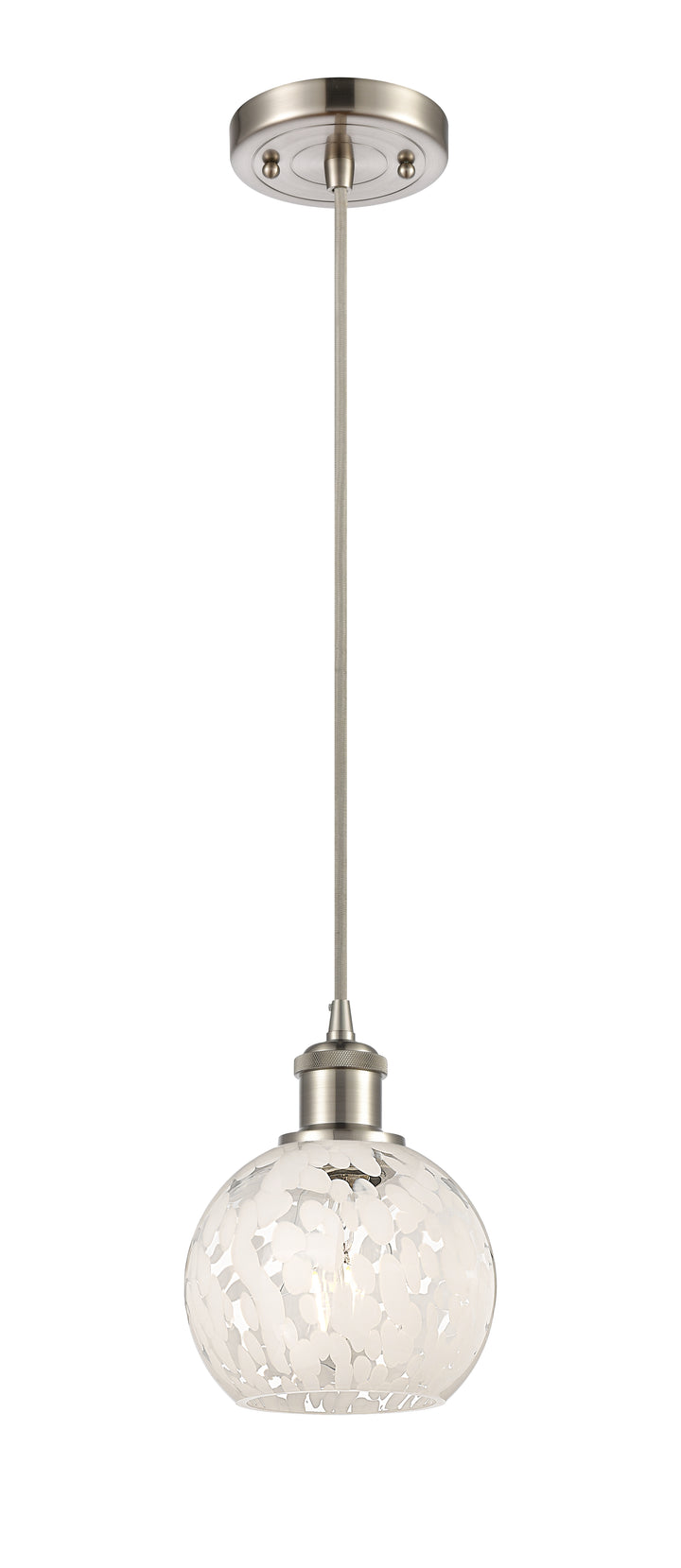 Innovations Lighting White Mouchette 6" Mini Pendant - Brushed Satin Nickel Mini-Pendants Innovations Lighting   