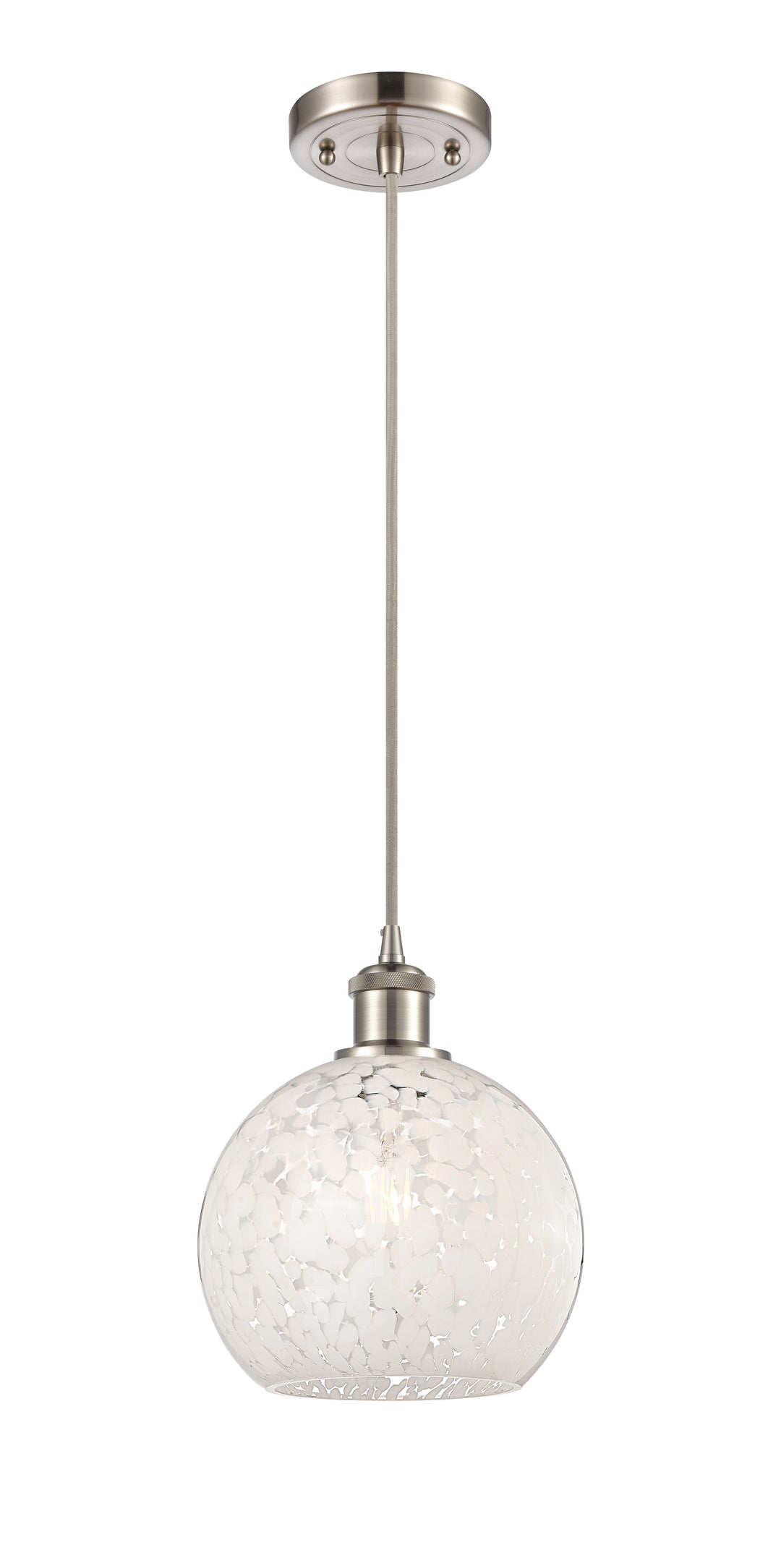 Innovations Lighting White Mouchette 8" Mini Pendant - Brushed Satin Nickel Mini-Pendants Innovations Lighting   