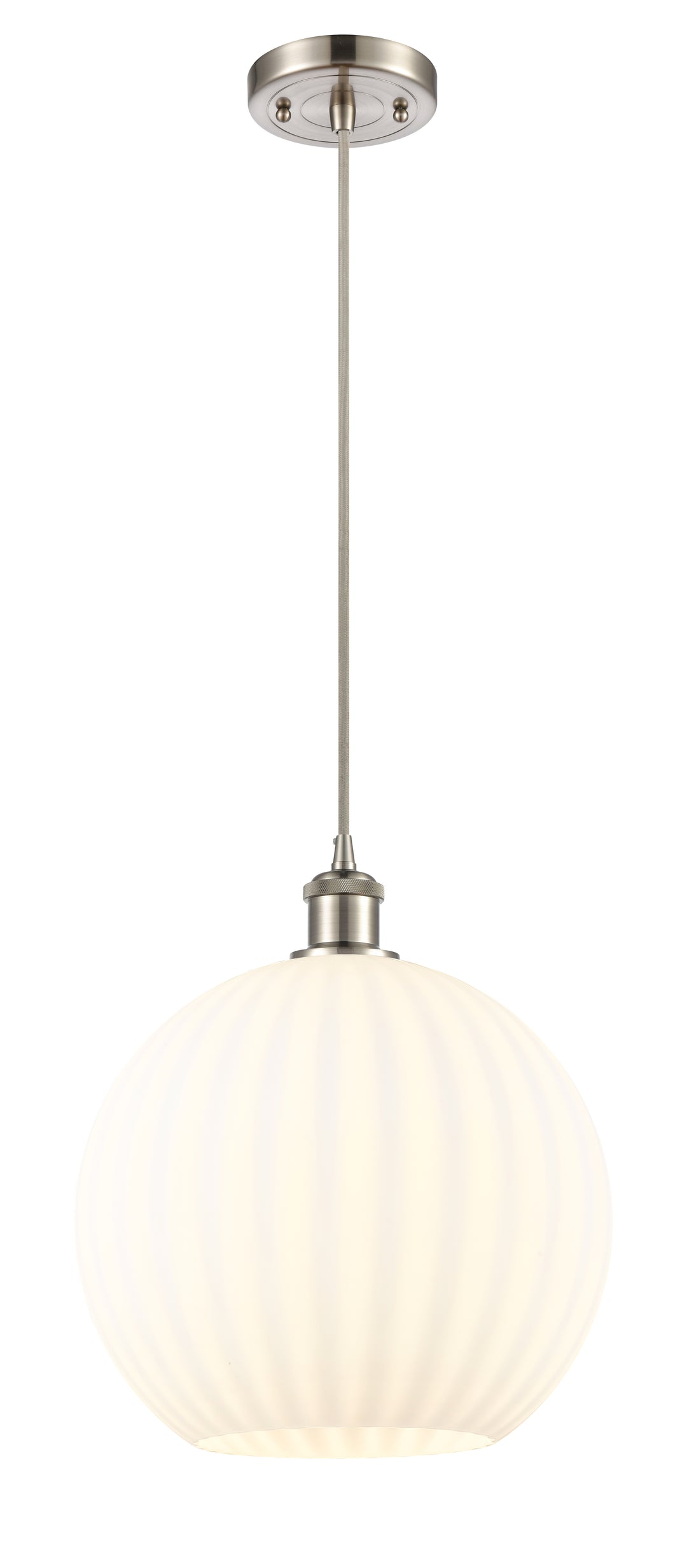 Innovations Lighting White Venetian 12" Mini Pendant - Brushed Satin Nickel