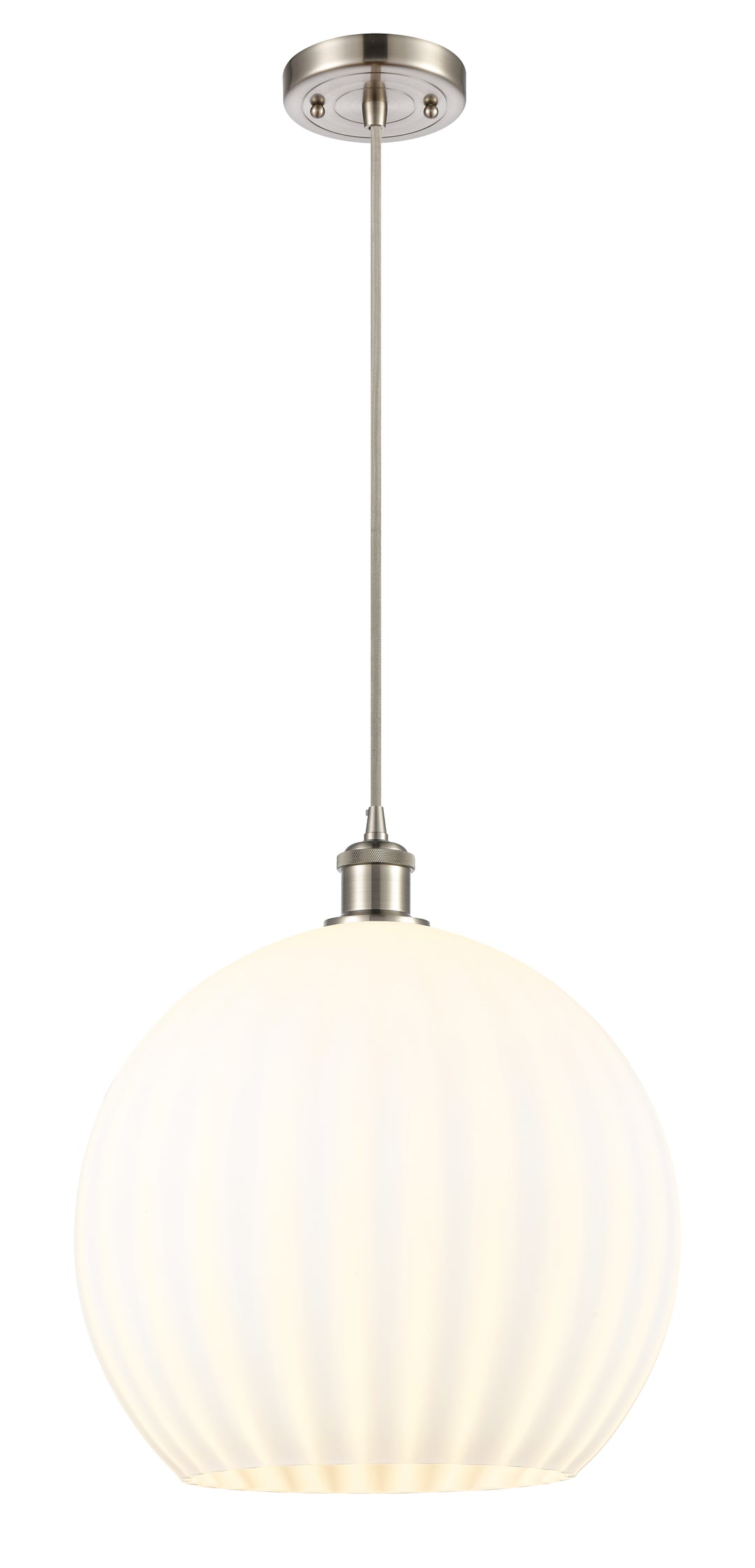 Innovations Lighting White Venetian 14" Pendant - Brushed Satin Nickel