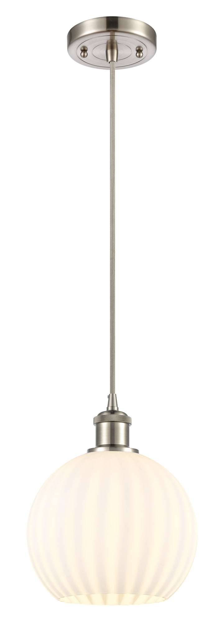 Innovations Lighting White Venetian 8" Mini Pendant - Brushed Satin Nickel Mini-Pendants Innovations Lighting   