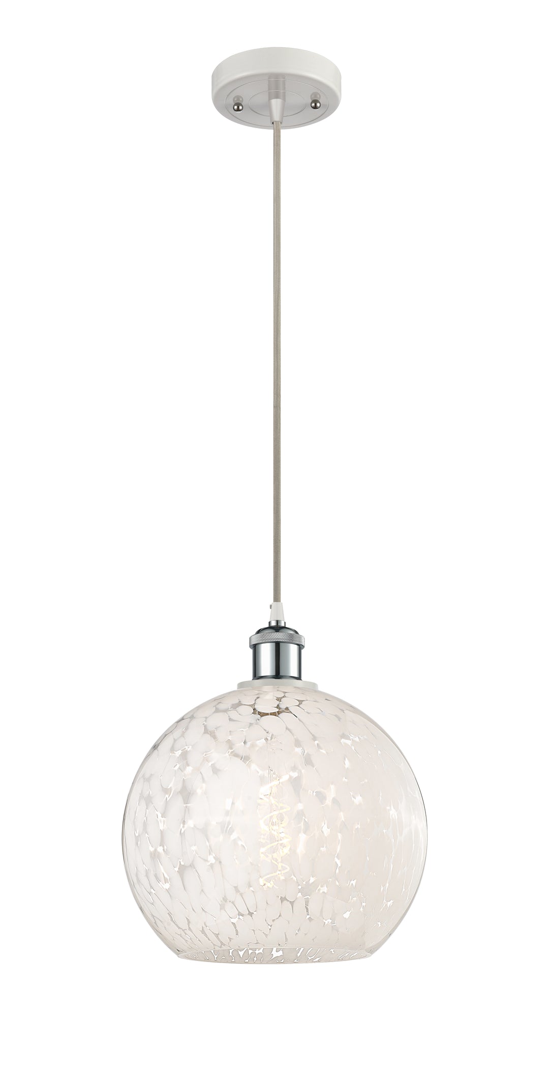 Innovations Lighting White Mouchette 10" Mini Pendant - White Polished Chrome Mini-Pendants Innovations Lighting   