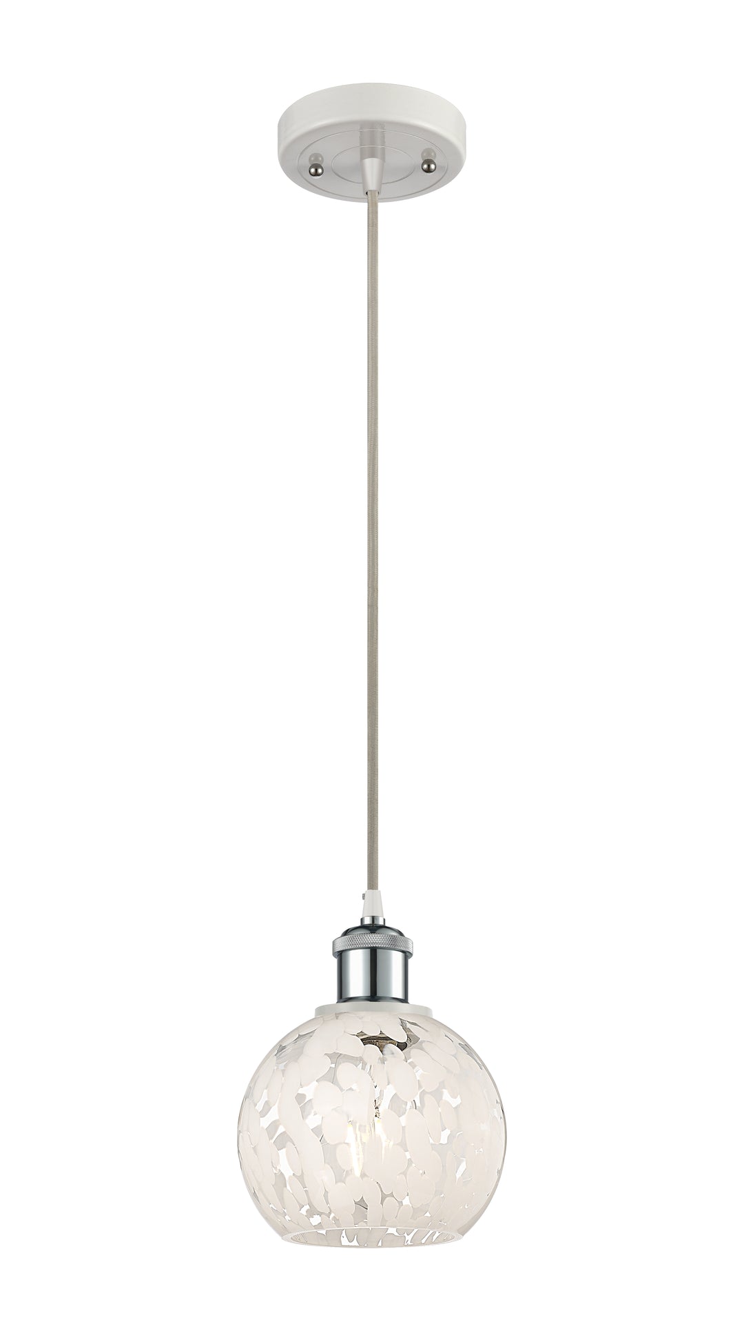 Innovations Lighting White Mouchette 6" Mini Pendant - White Polished Chrome Mini-Pendants Innovations Lighting   