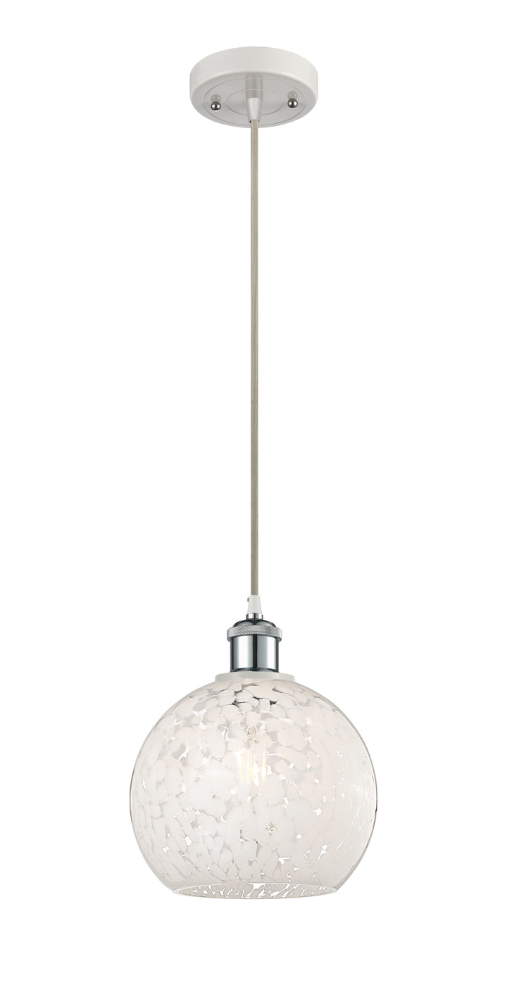 Innovations Lighting White Mouchette 8" Mini Pendant - White Polished Chrome Mini-Pendants Innovations Lighting   