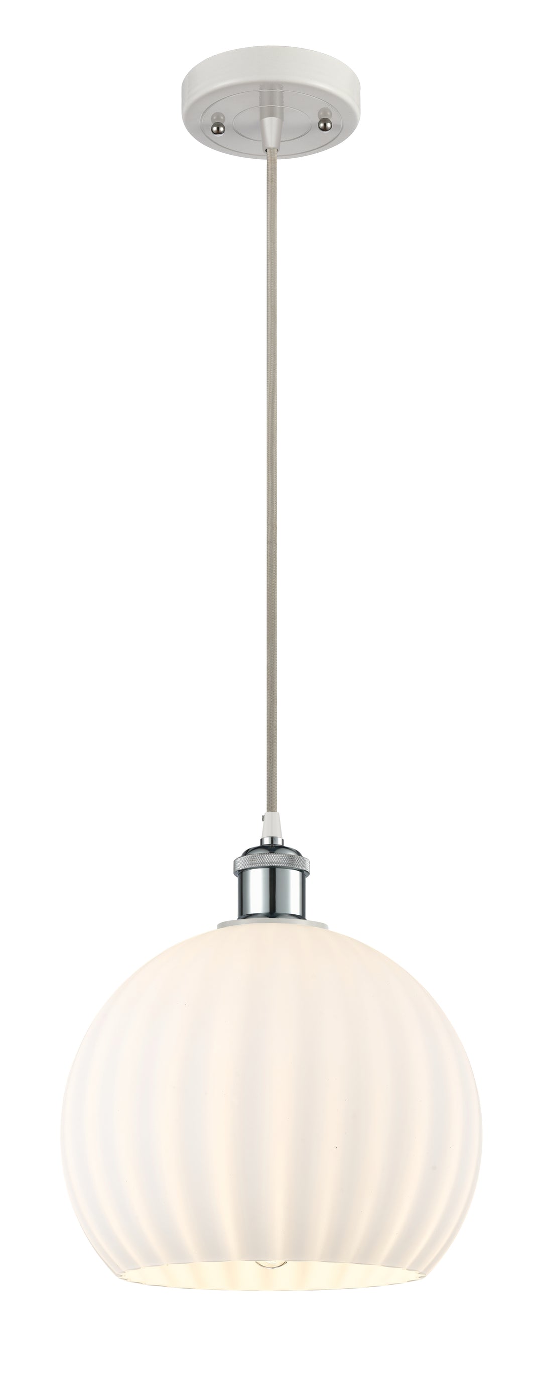 Innovations Lighting White Venetian 10" Mini Pendant - White Polished Chrome