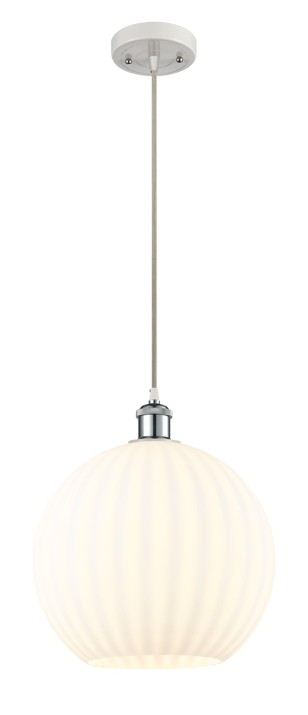 Innovations Lighting White Venetian 12" Mini Pendant - White Polished Chrome Mini-Pendants Innovations Lighting   