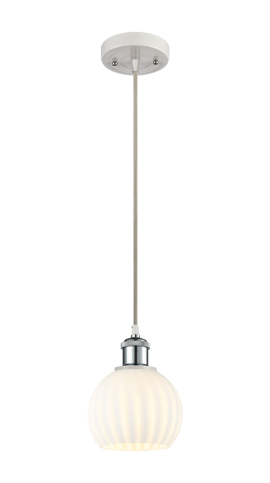 Innovations Lighting White Venetian 6" Mini Pendant - White Polished Chrome