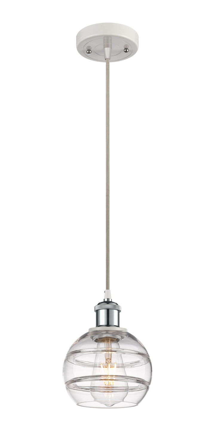 Innovations Lighting Rochester 6" Mini Pendant - White Polished Chrome Mini-Pendants Innovations Lighting   