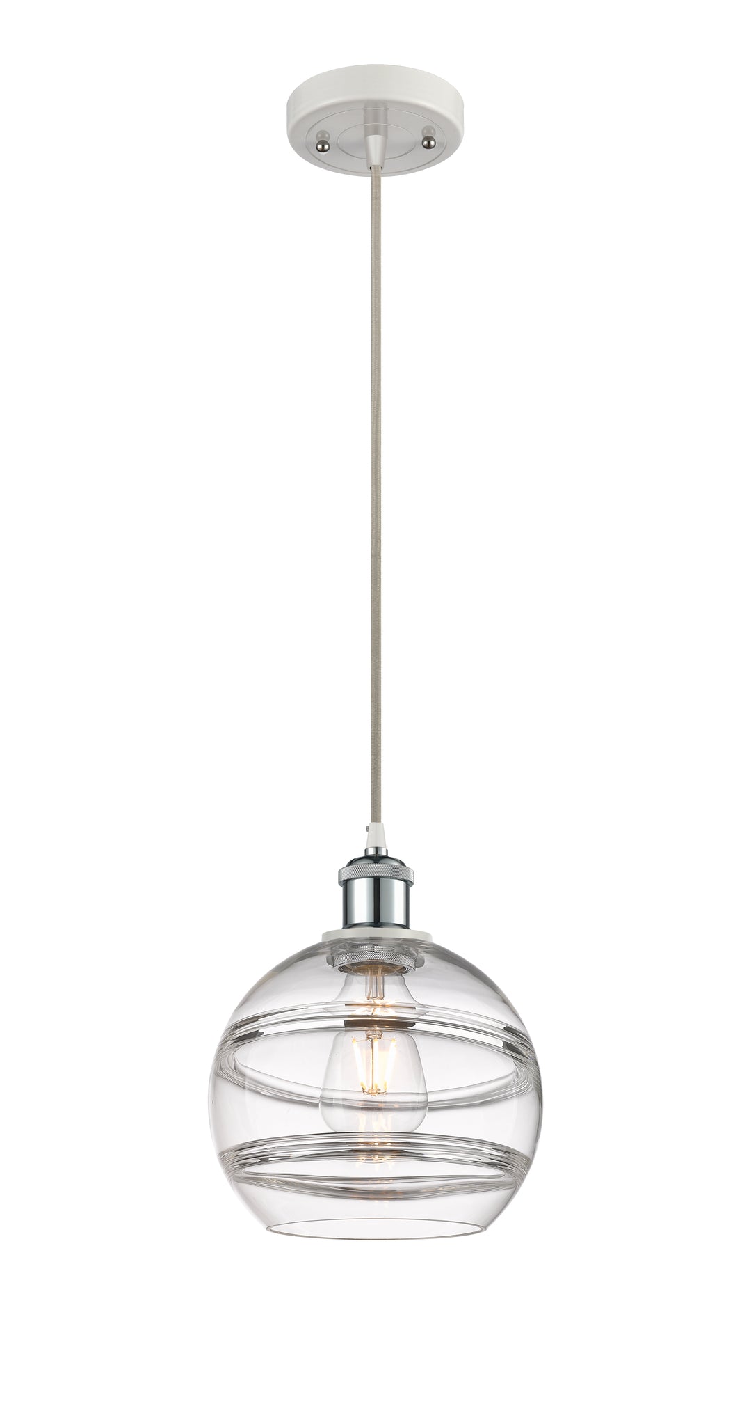 Innovations Lighting Rochester 8" Mini Pendant - White Polished Chrome