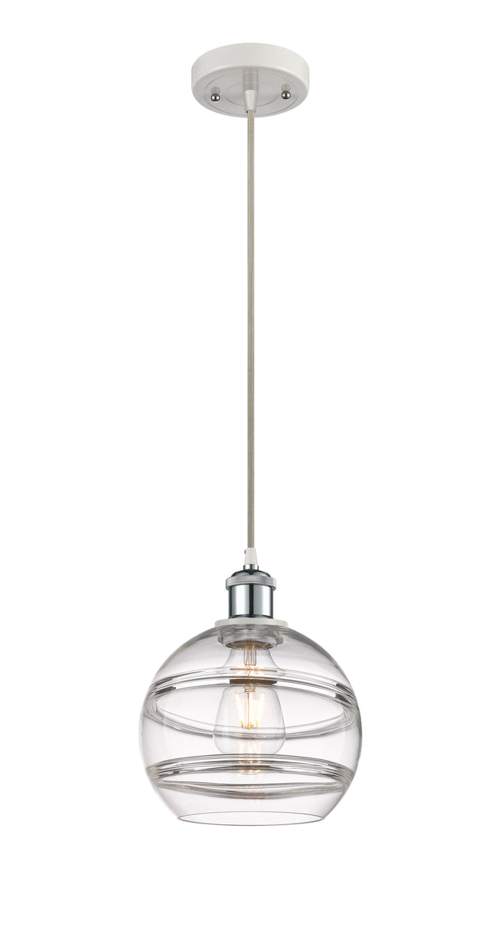 Innovations Lighting Rochester 8" Mini Pendant - White Polished Chrome Mini-Pendants Innovations Lighting   