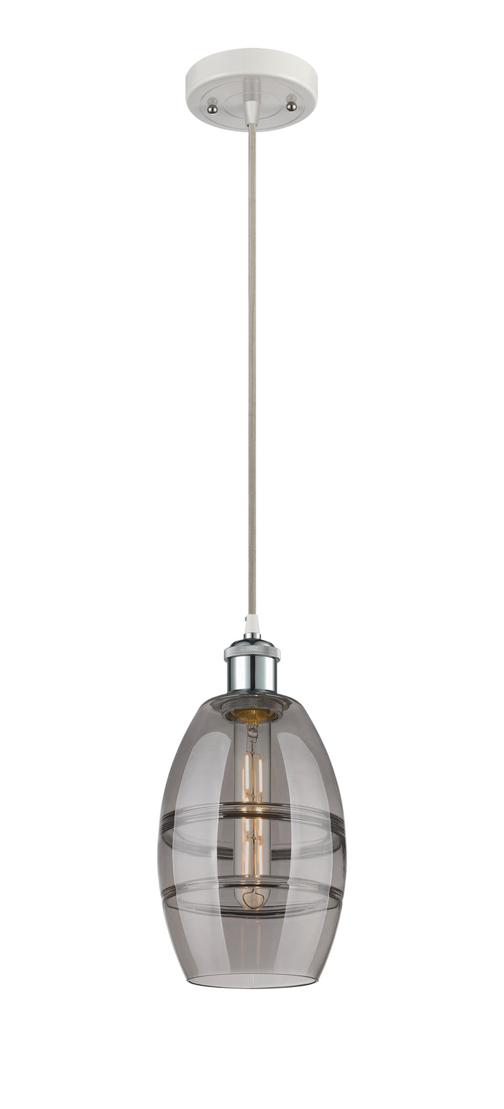 Innovations Lighting Vaz 6" Mini Pendant - White Polished Chrome Mini-Pendants Innovations Lighting   