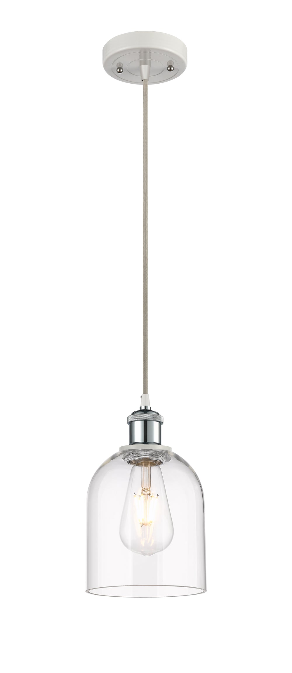 Innovations Lighting Bella 6" Mini Pendant - White Polished Chrome Mini-Pendants Innovations Lighting   