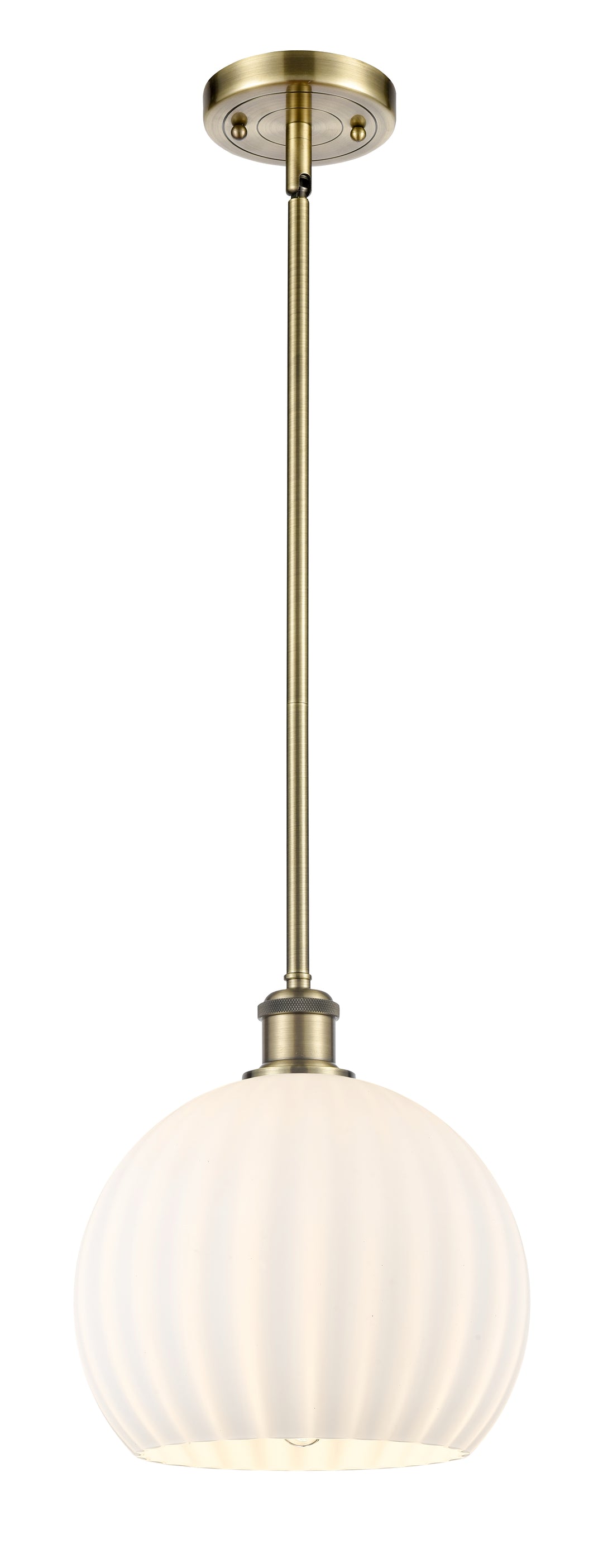 Innovations Lighting White Venetian 10" Mini Pendant - Antique Brass Mini-Pendants Innovations Lighting   