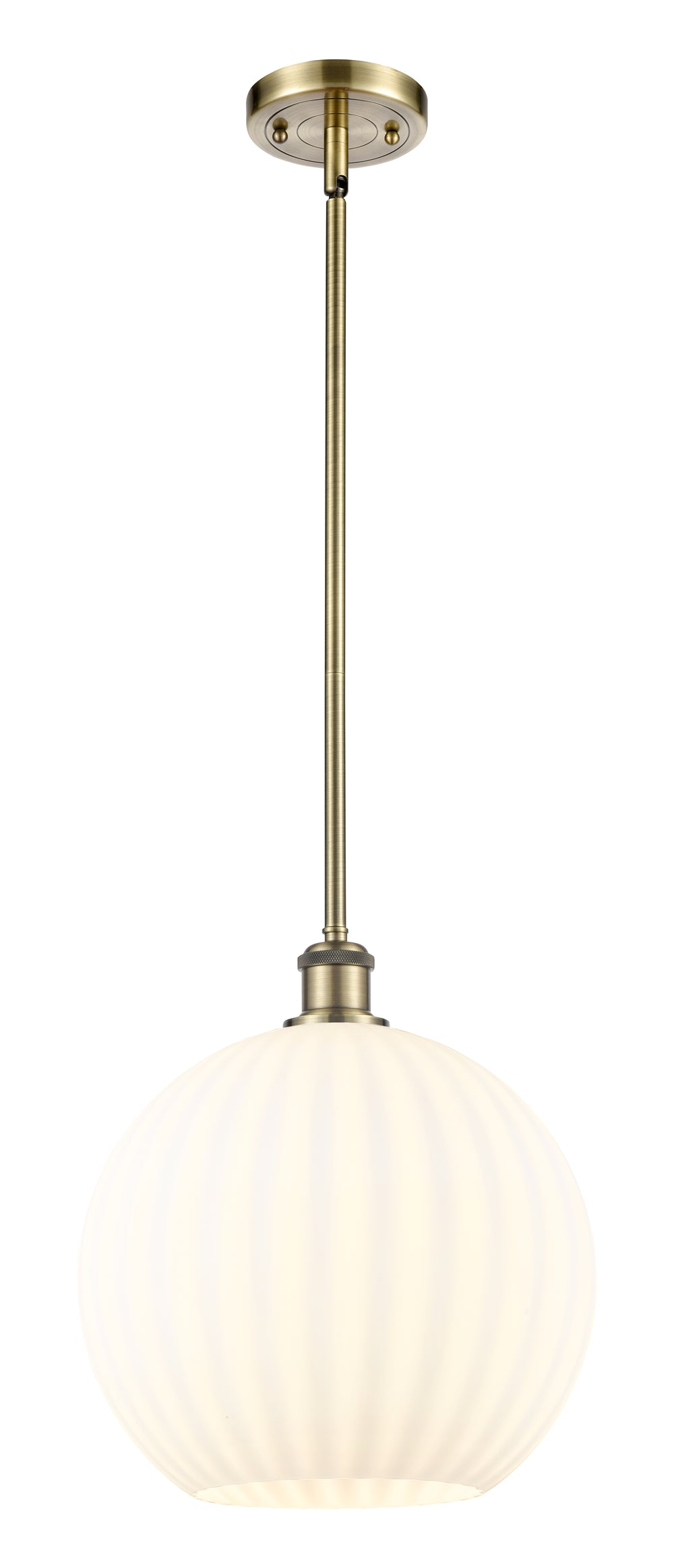 Innovations Lighting White Venetian 12" Mini Pendant - Antique Brass