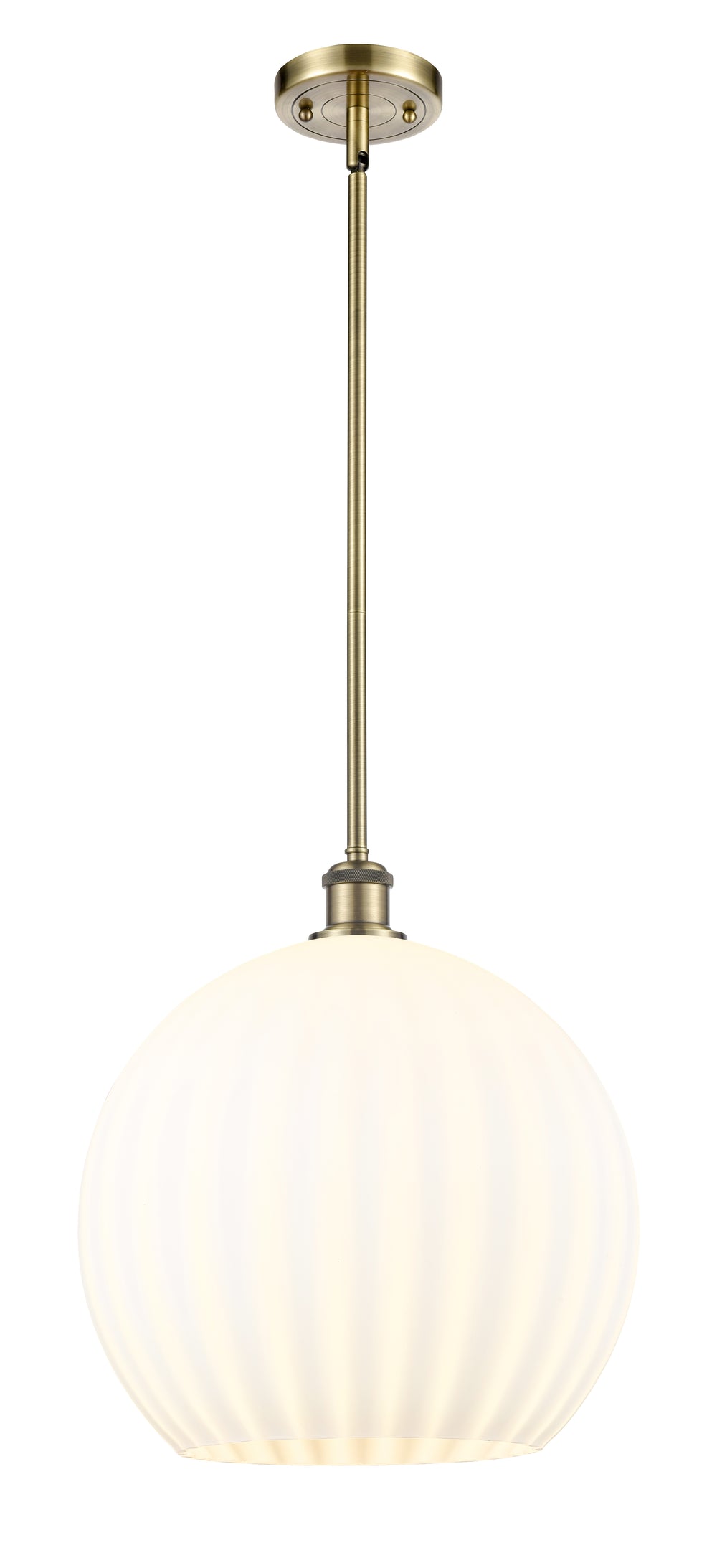 Innovations Lighting White Venetian 14" Pendant - Antique Brass