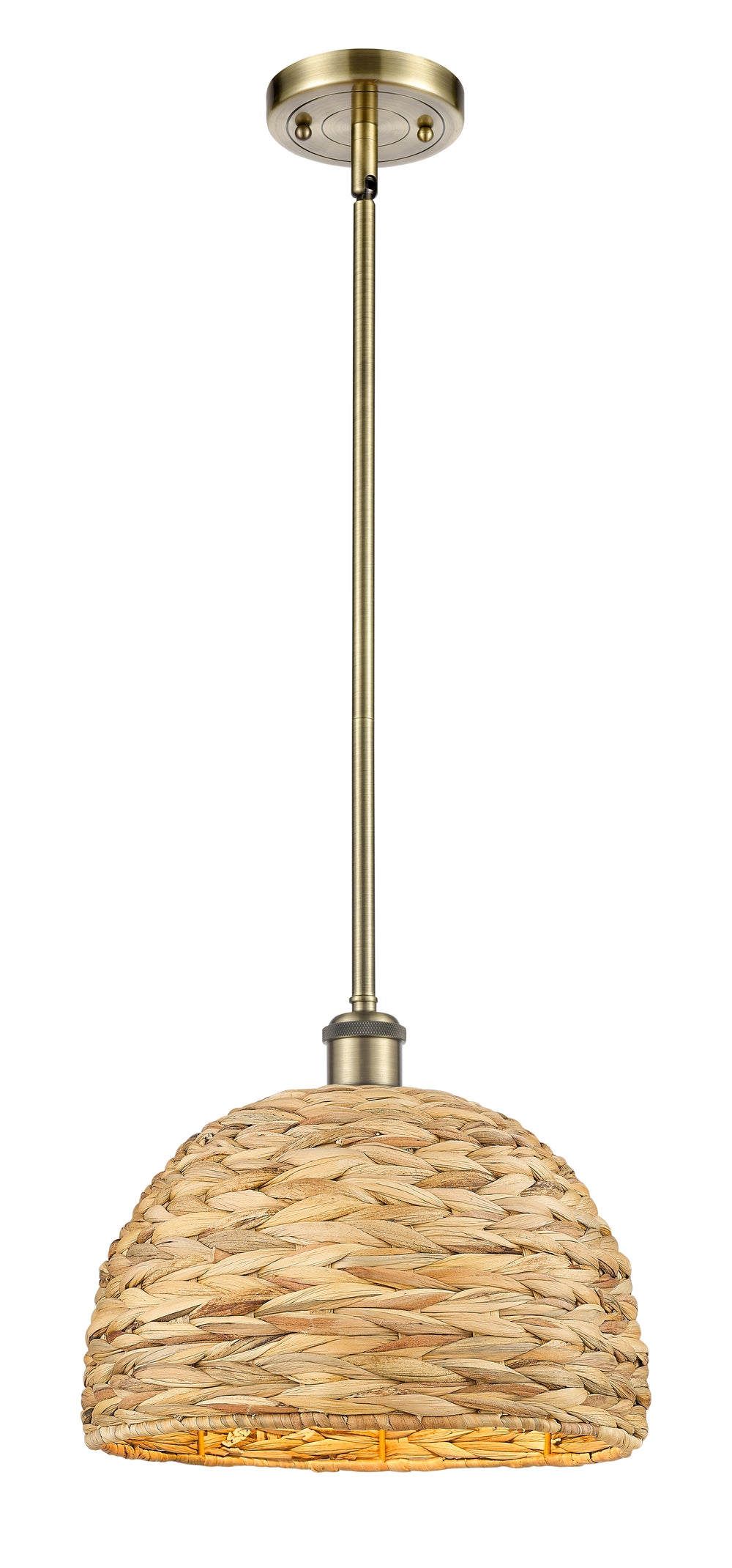 Innovations Lighting Woven Rattan 12" Mini Pendant - Antique Brass Mini-Pendants Innovations Lighting Default Title  