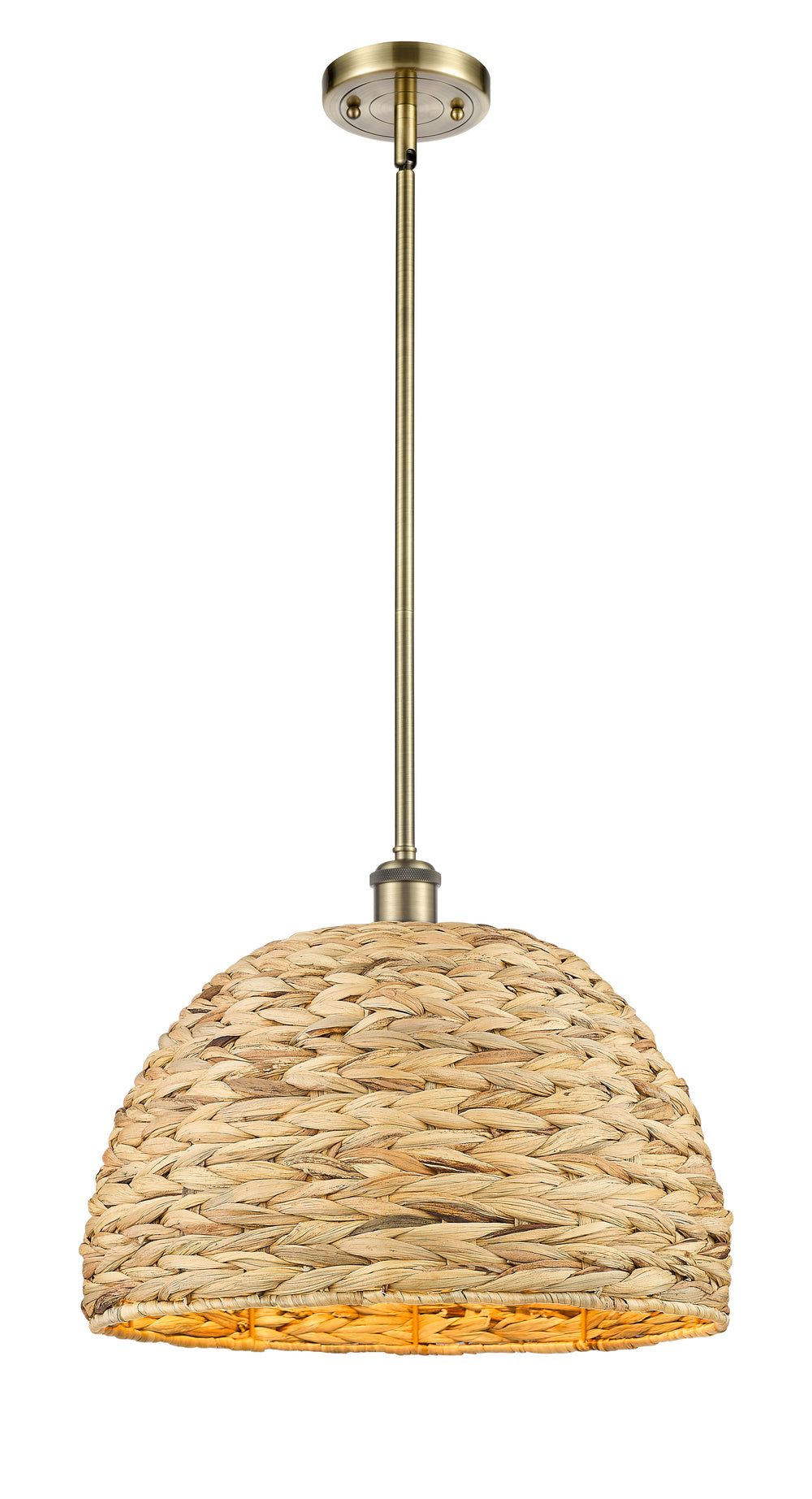 Innovations Lighting Woven Rattan 16" Mini Pendant - Antique Brass Mini-Pendants Innovations Lighting Default Title  