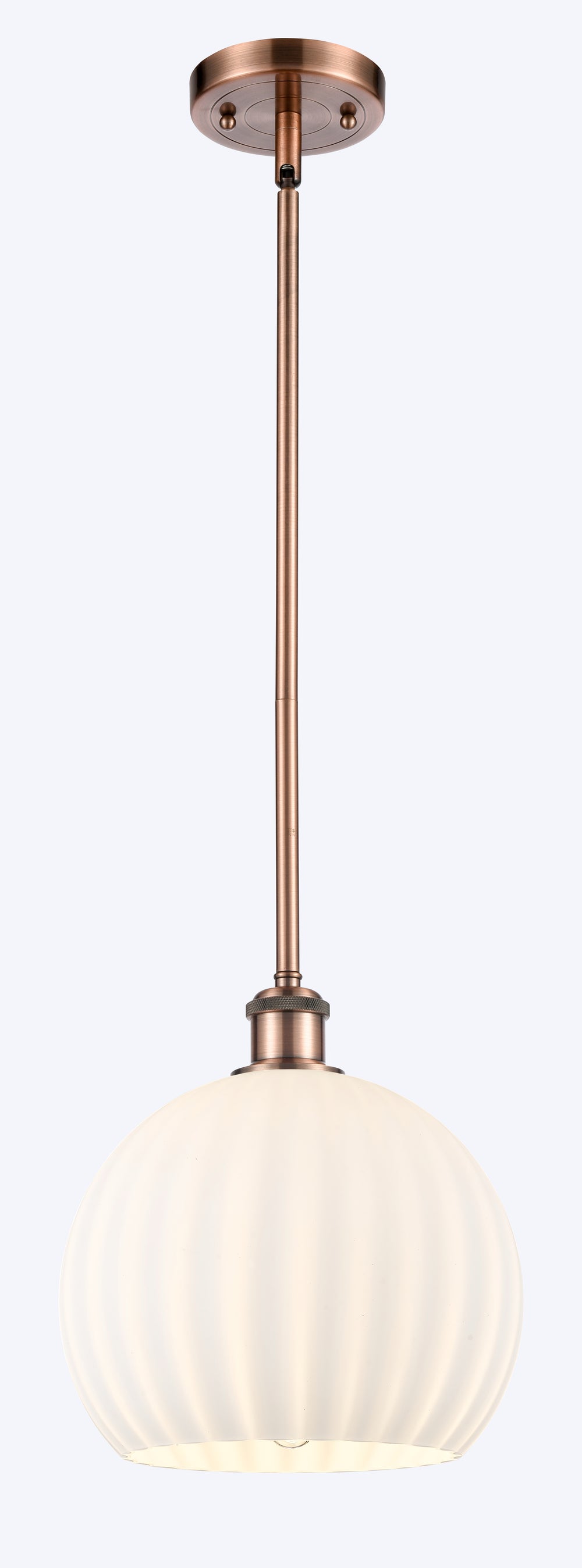 Innovations Lighting White Venetian 10" Mini Pendant - Antique Copper Mini-Pendants Innovations Lighting   