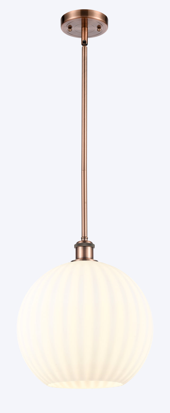 Innovations Lighting White Venetian 12" Mini Pendant - Antique Copper Mini-Pendants Innovations Lighting   