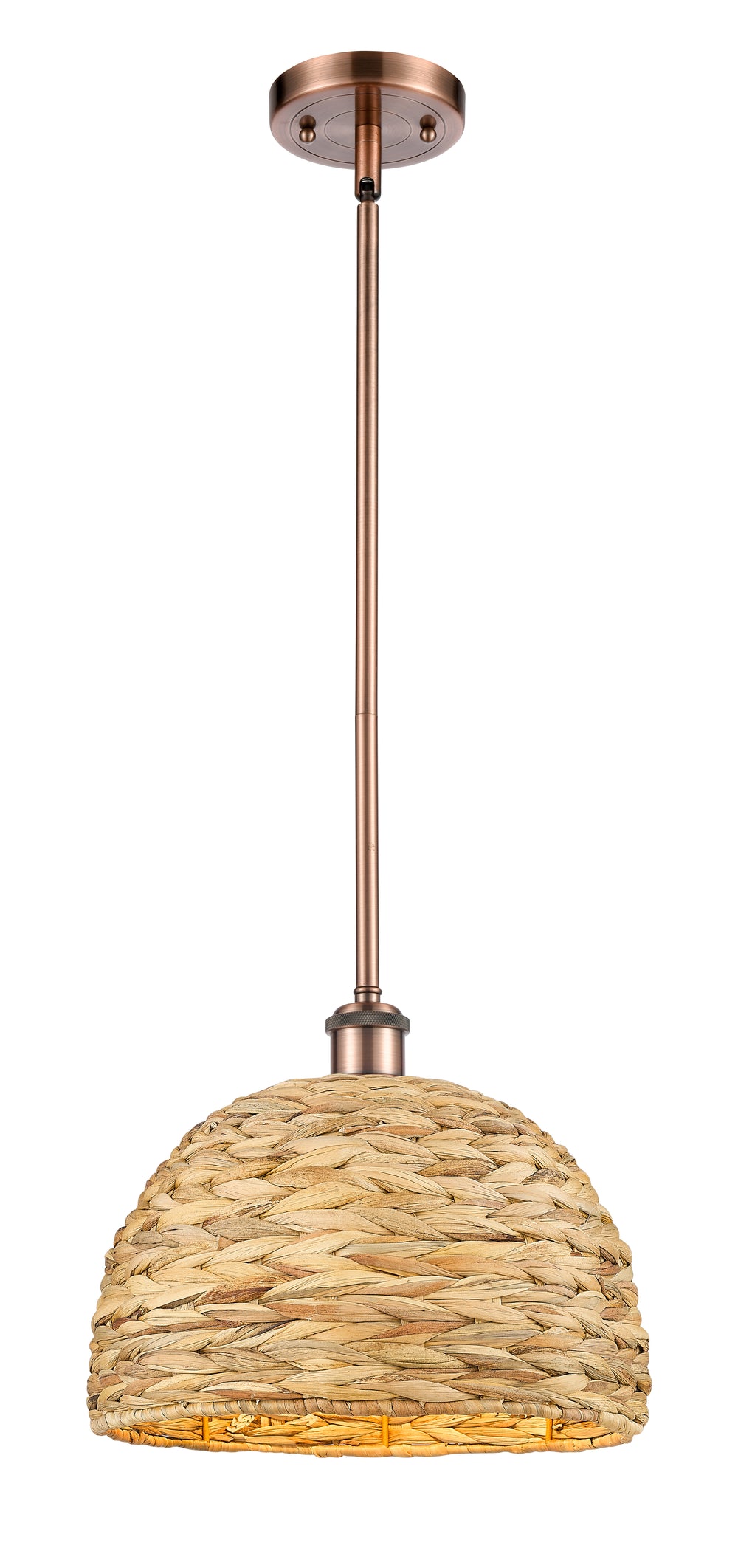 Innovations Lighting Woven Rattan 12" Mini Pendant - Antique Copper