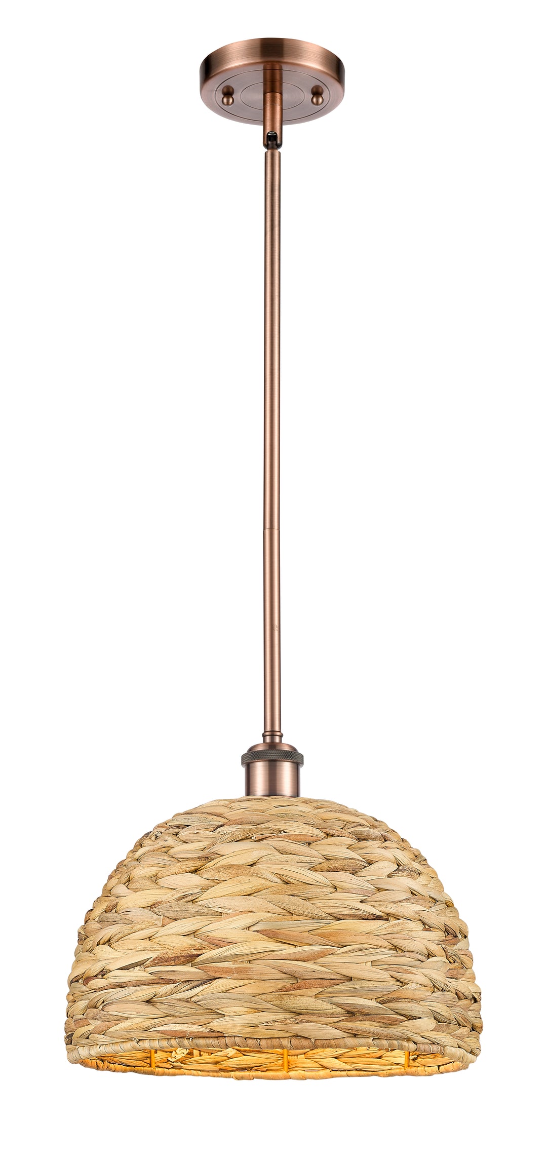 Innovations Lighting Woven Rattan 12" Mini Pendant - Antique Copper Mini-Pendants Innovations Lighting Default Title  