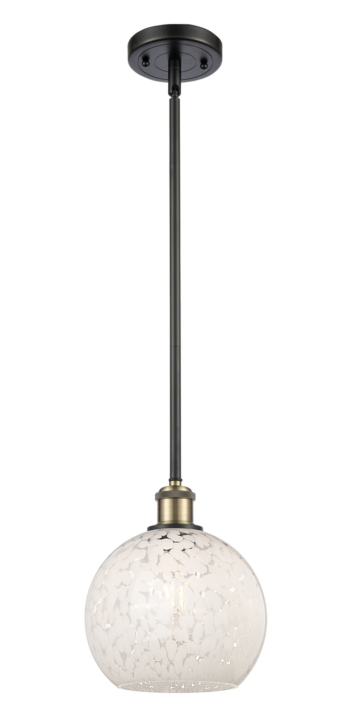 Innovations Lighting White Mouchette 8" Mini Pendant - Black Antique Brass Mini-Pendants Innovations Lighting   