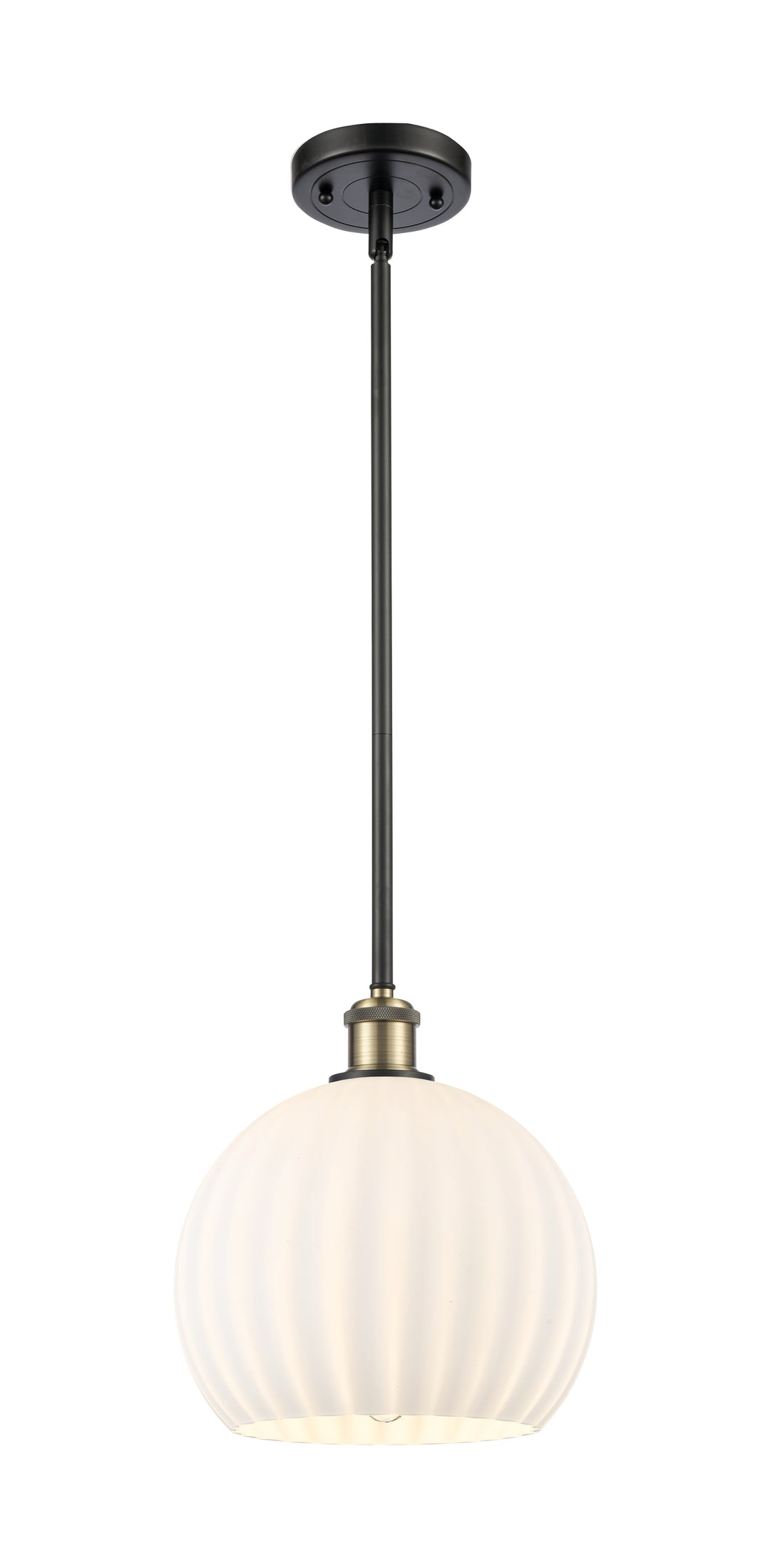 Innovations Lighting White Venetian 10" Mini Pendant - Black Antique Brass Mini-Pendants Innovations Lighting   