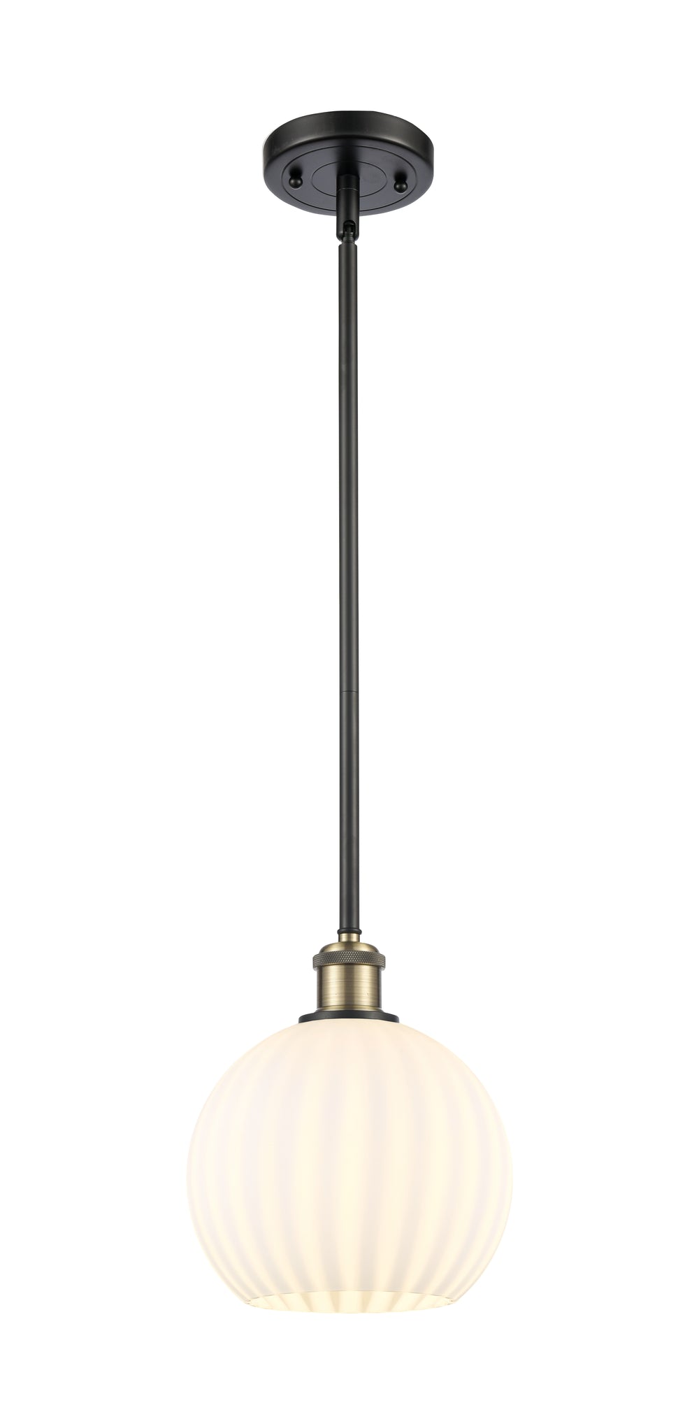 Innovations Lighting White Venetian 8" Mini Pendant - Black Antique Brass