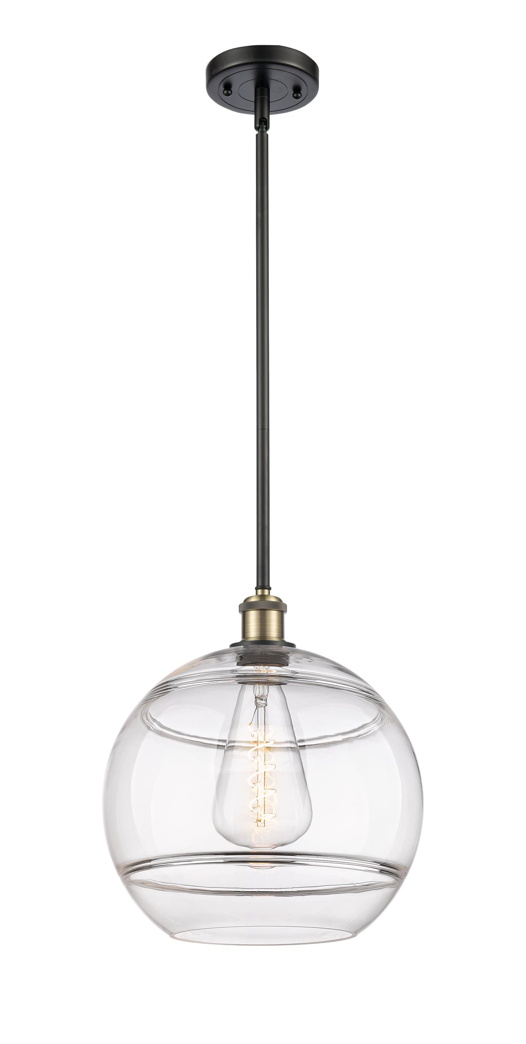 Innovations Lighting Rochester 12" Mini Pendant - Black Antique Brass Mini-Pendants Innovations Lighting   