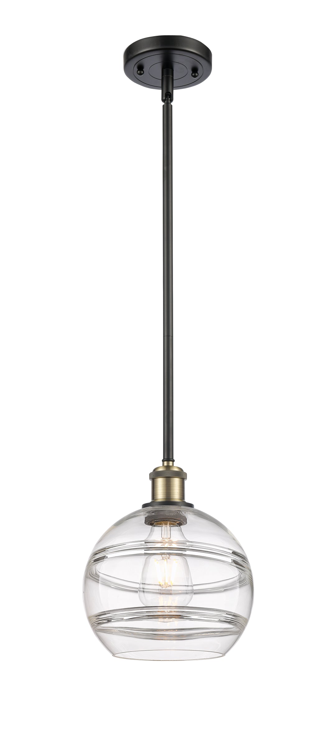 Innovations Lighting Rochester 8" Mini Pendant - Black Antique Brass Mini-Pendants Innovations Lighting   