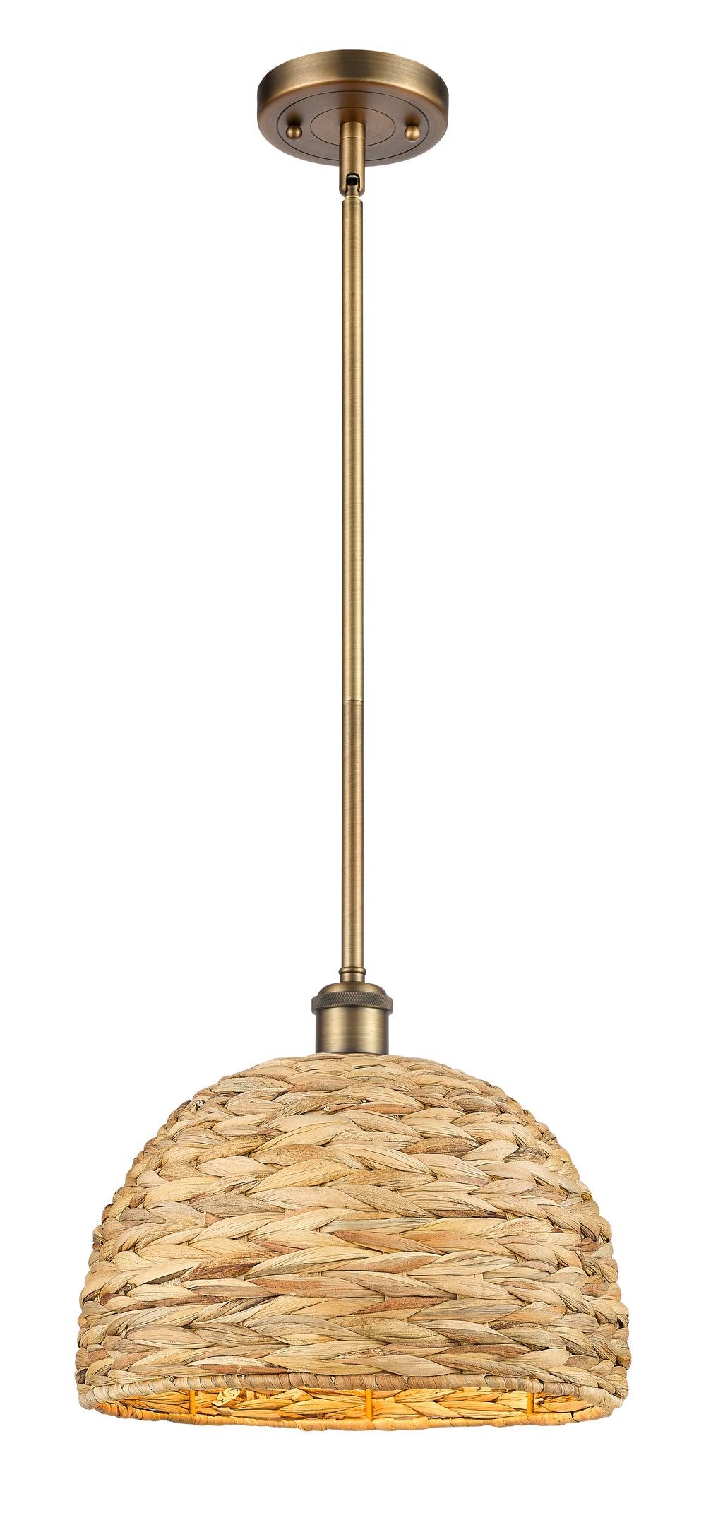 Innovations Lighting Woven Rattan 12" Mini Pendant - Brushed Brass