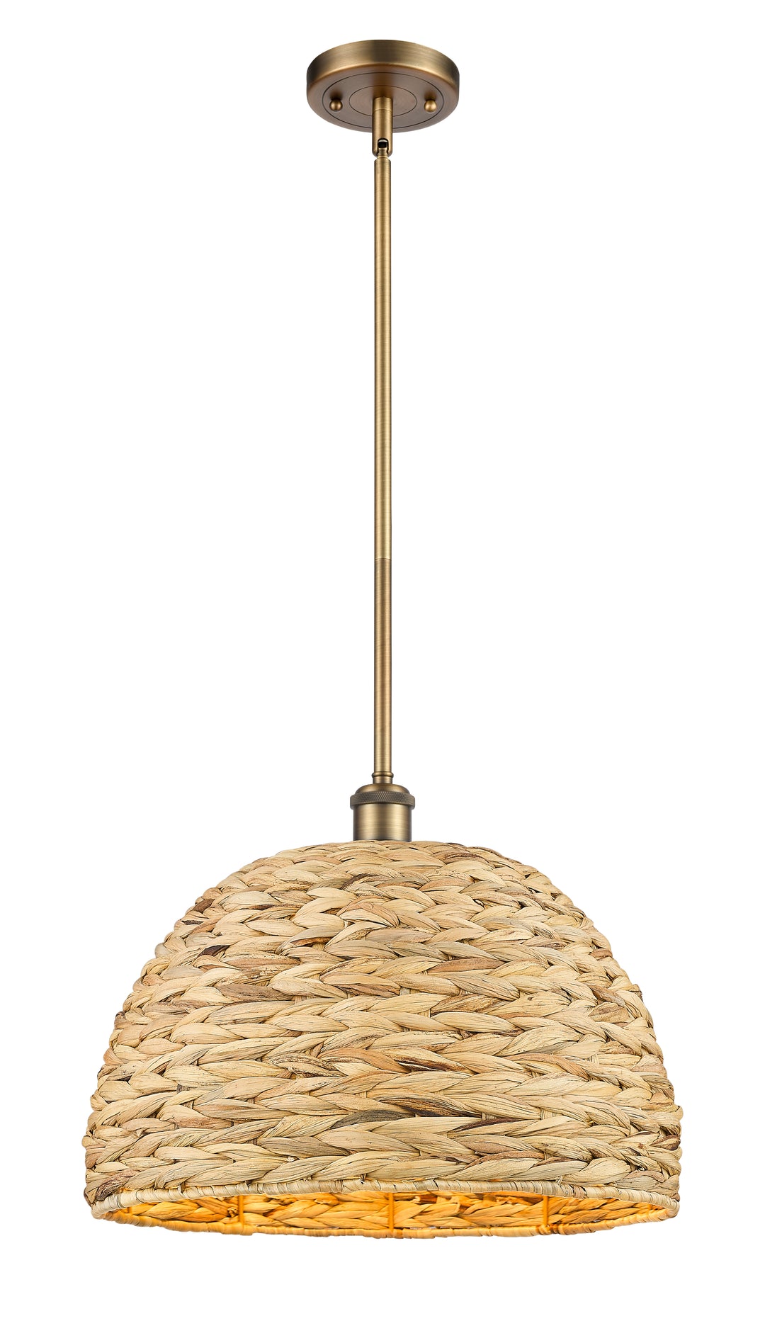 Innovations Lighting Woven Rattan 16" Mini Pendant - Brushed Brass