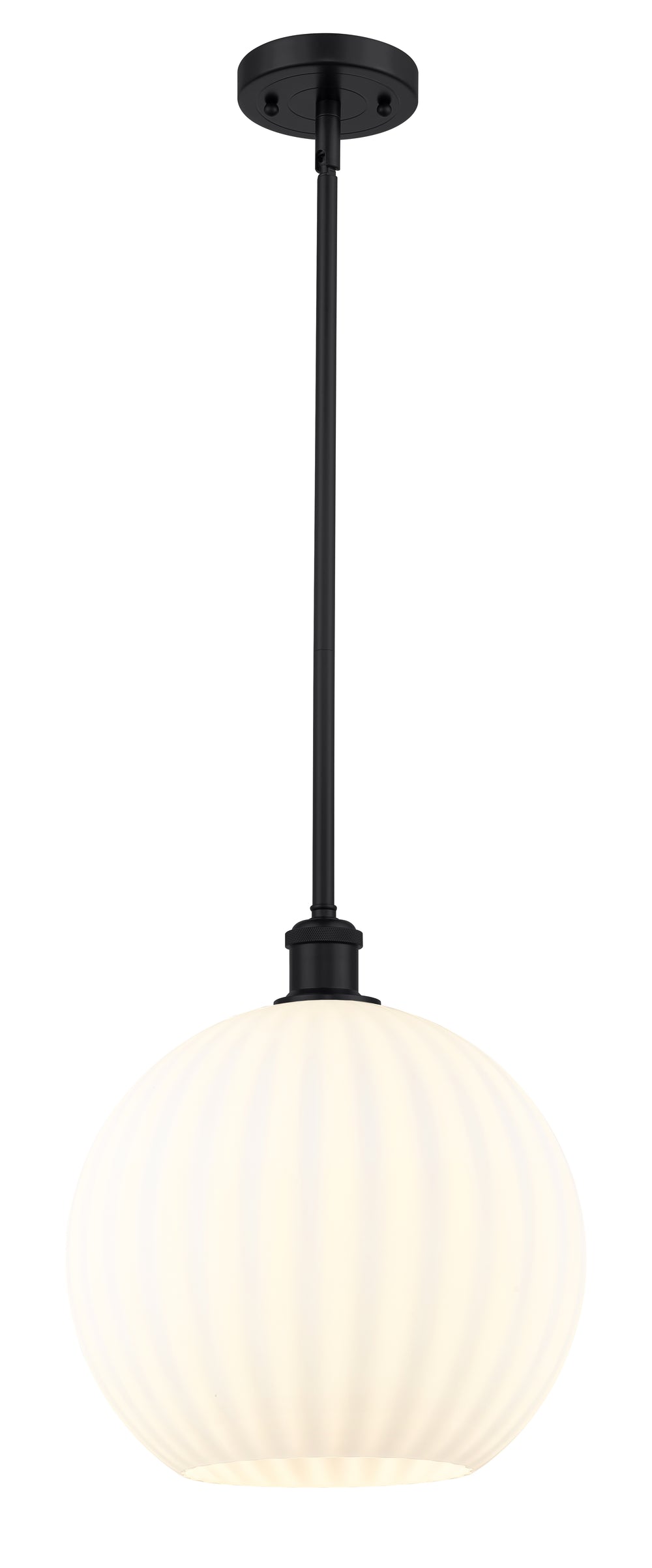 Innovations Lighting White Venetian 12" Mini Pendant - Matte Black