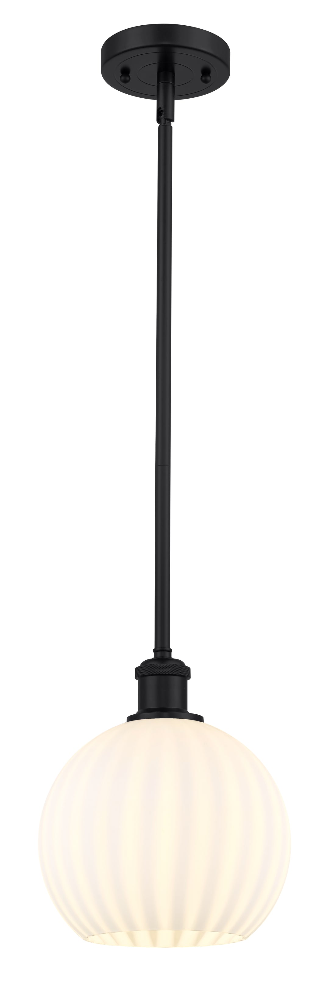 Innovations Lighting White Venetian 8" Mini Pendant - Matte Black