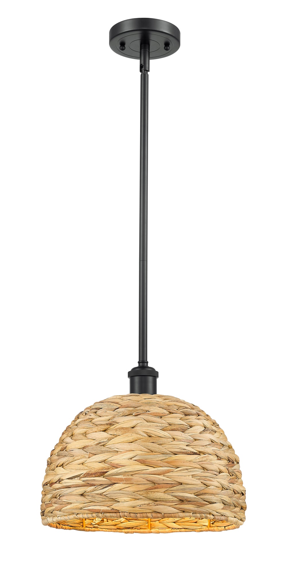 Innovations Lighting Woven Rattan 12" Mini Pendant - Matte Black