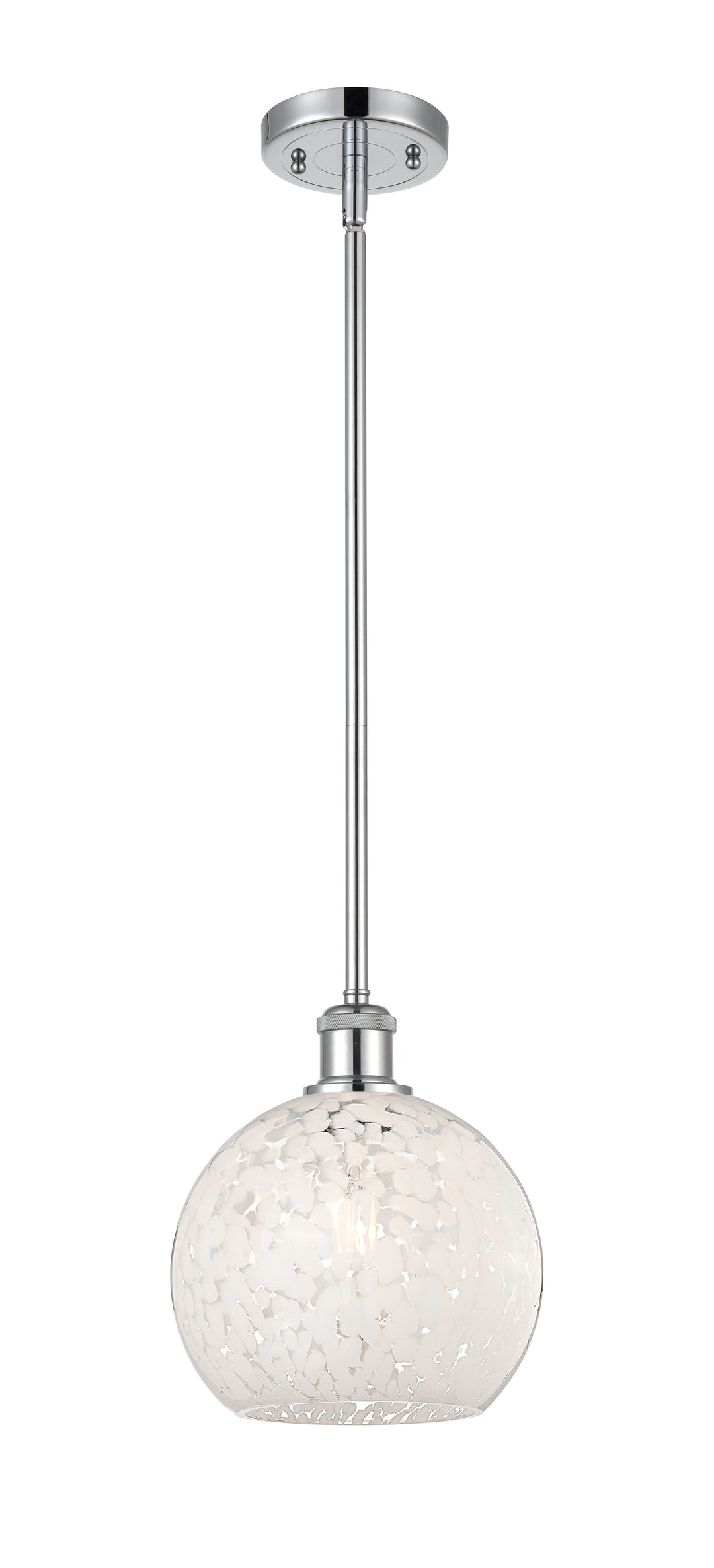 Innovations Lighting White Mouchette 8" Mini Pendant - Polished Chrome Mini-Pendants Innovations Lighting   