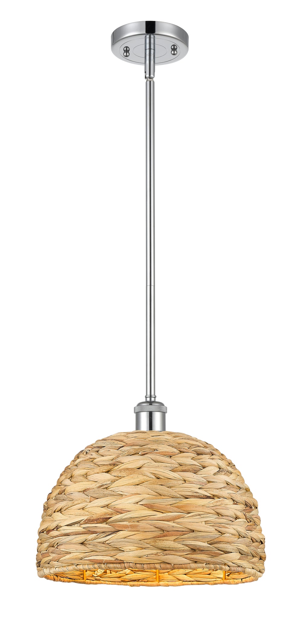 Innovations Lighting Woven Rattan 12" Mini Pendant - Polished Chrome