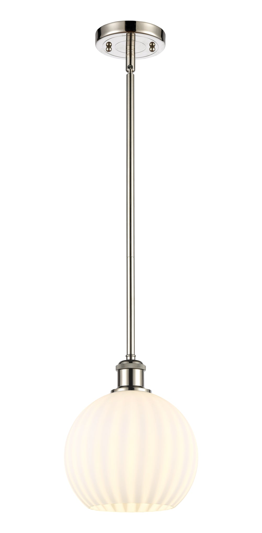 Innovations Lighting White Venetian 8" Mini Pendant - Polished Nickel