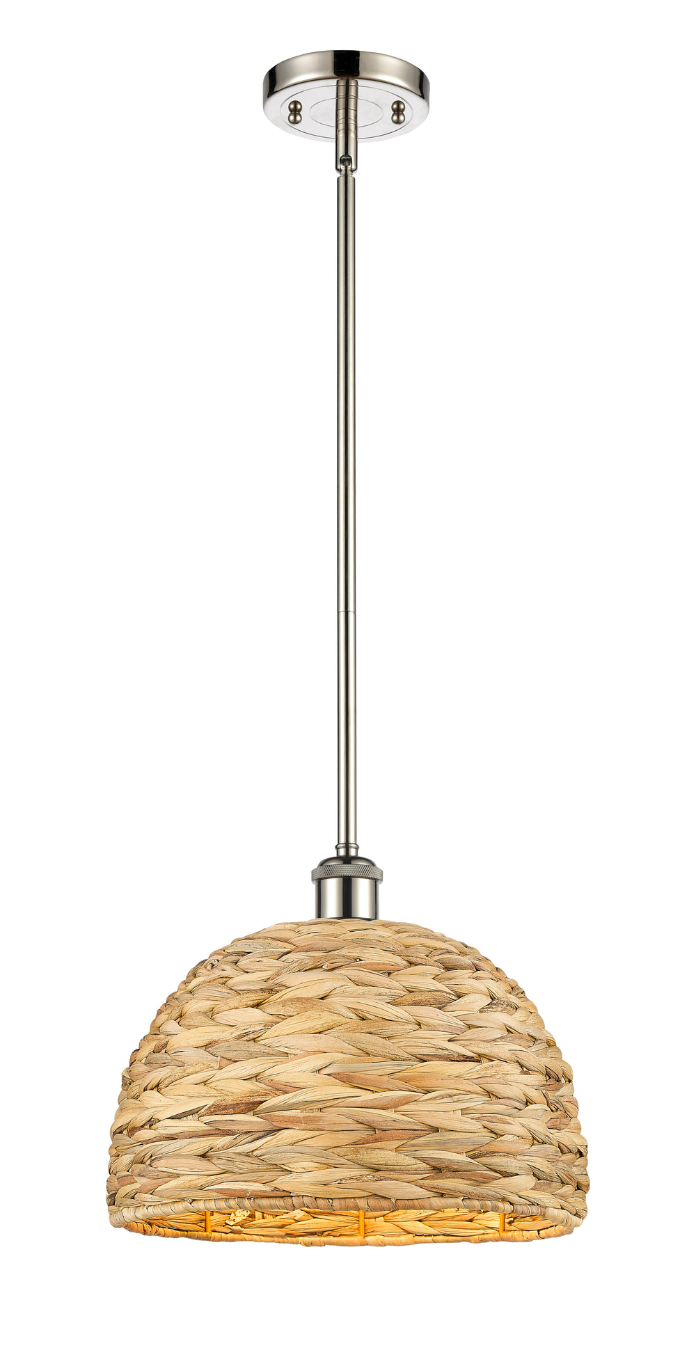 Innovations Lighting Woven Rattan 12" Mini Pendant - Polished Nickel