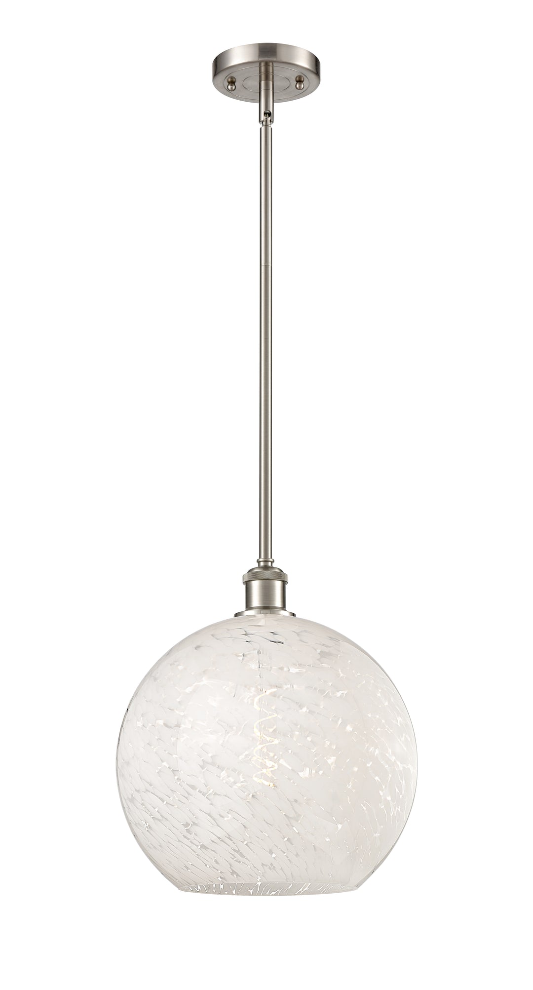 Innovations Lighting White Mouchette 12" Mini Pendant - Brushed Satin Nickel Mini-Pendants Innovations Lighting   