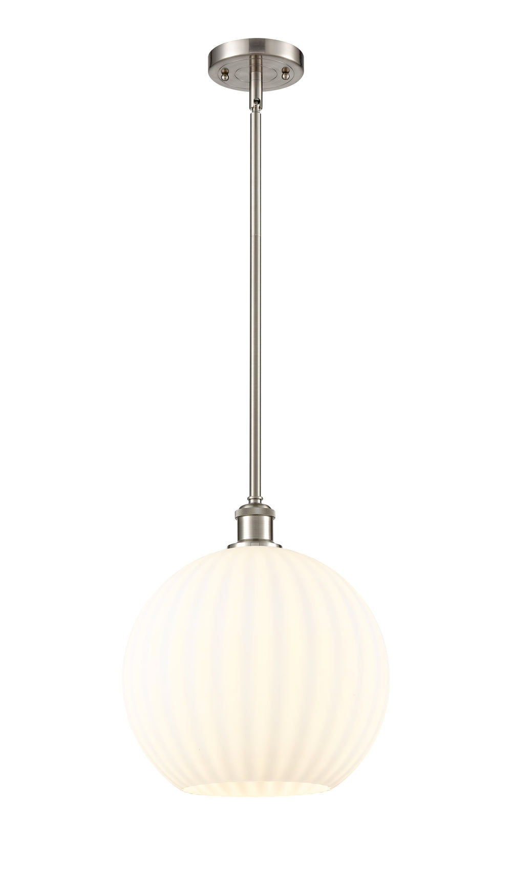 Innovations Lighting White Venetian 12" Mini Pendant - Brushed Satin Nickel Mini-Pendants Innovations Lighting   