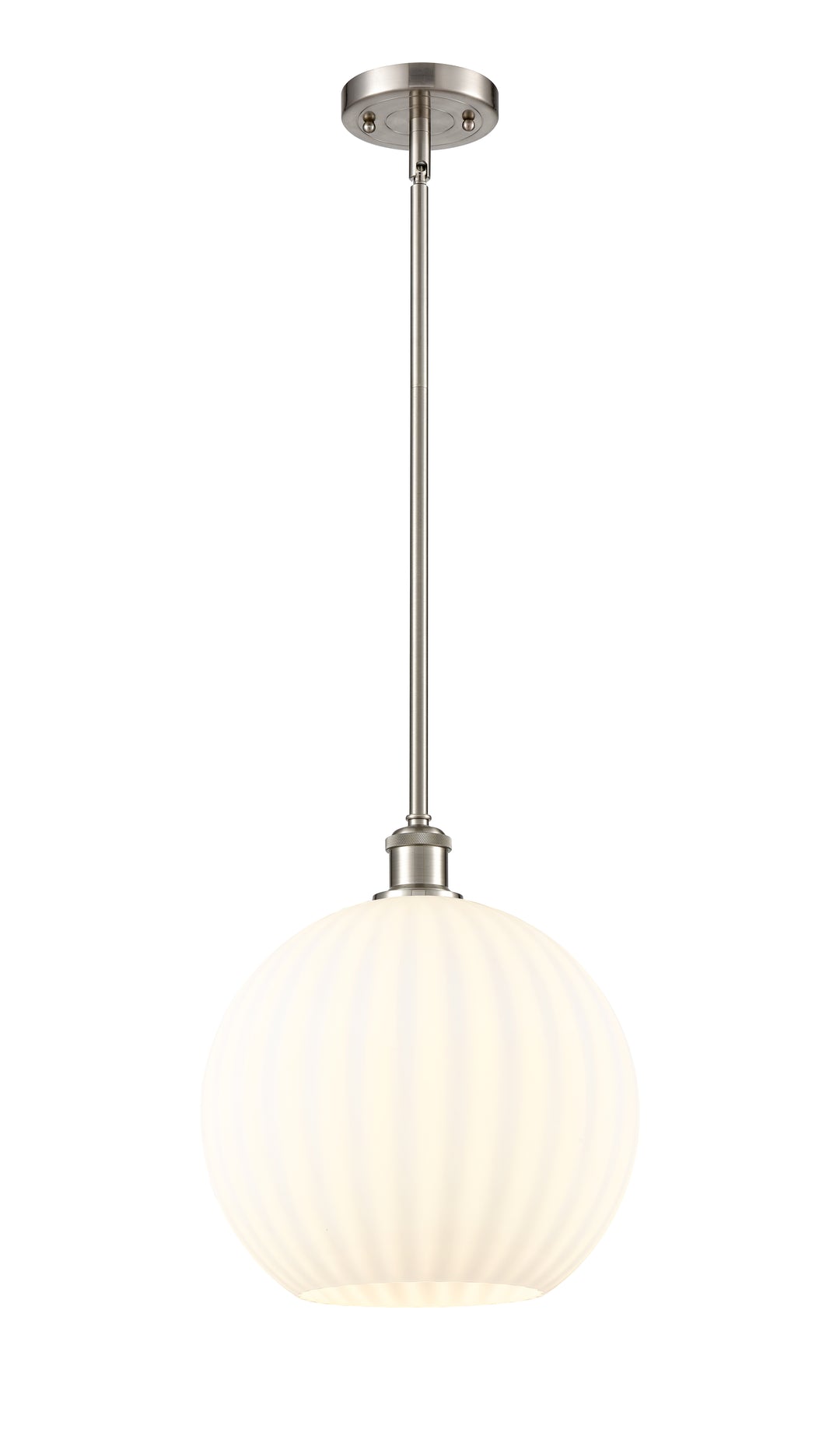 Innovations Lighting White Venetian 12" Mini Pendant - Brushed Satin Nickel Mini-Pendants Innovations Lighting   