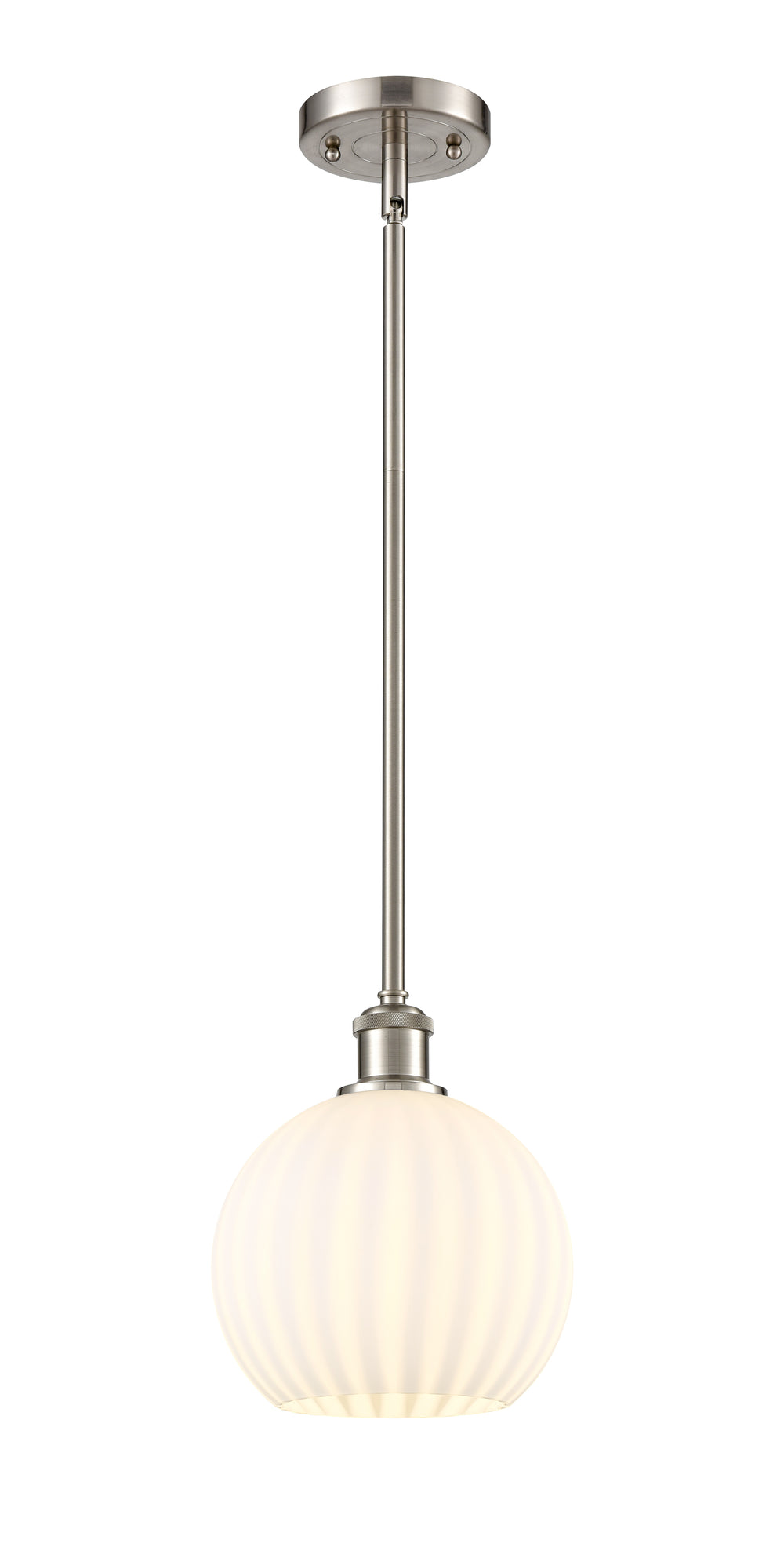 Innovations Lighting White Venetian 8" Mini Pendant - Brushed Satin Nickel Mini-Pendants Innovations Lighting   