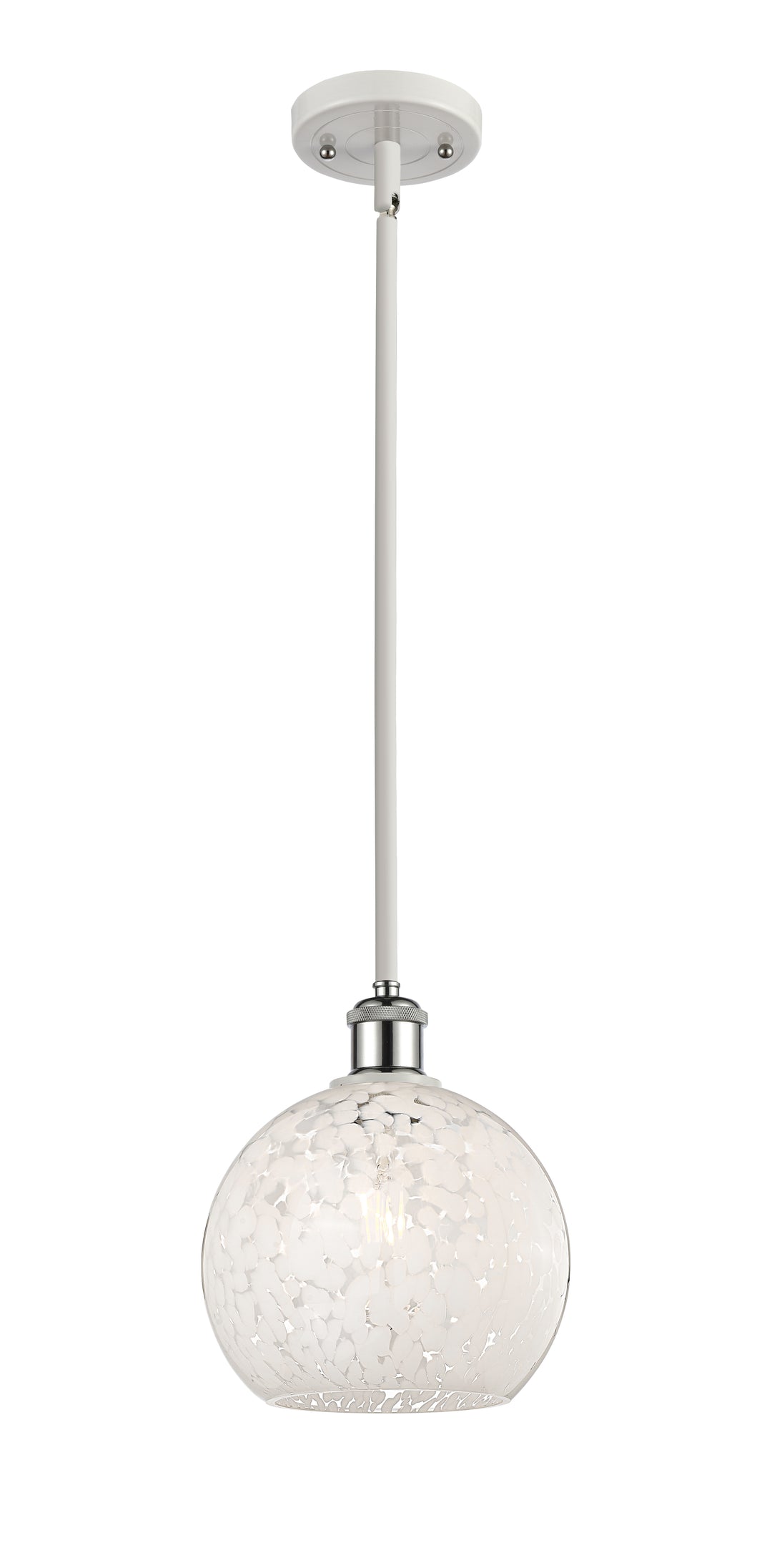 Innovations Lighting White Mouchette 8" Mini Pendant - White Polished Chrome Mini-Pendants Innovations Lighting White Mouchette ; Glass Type: White  