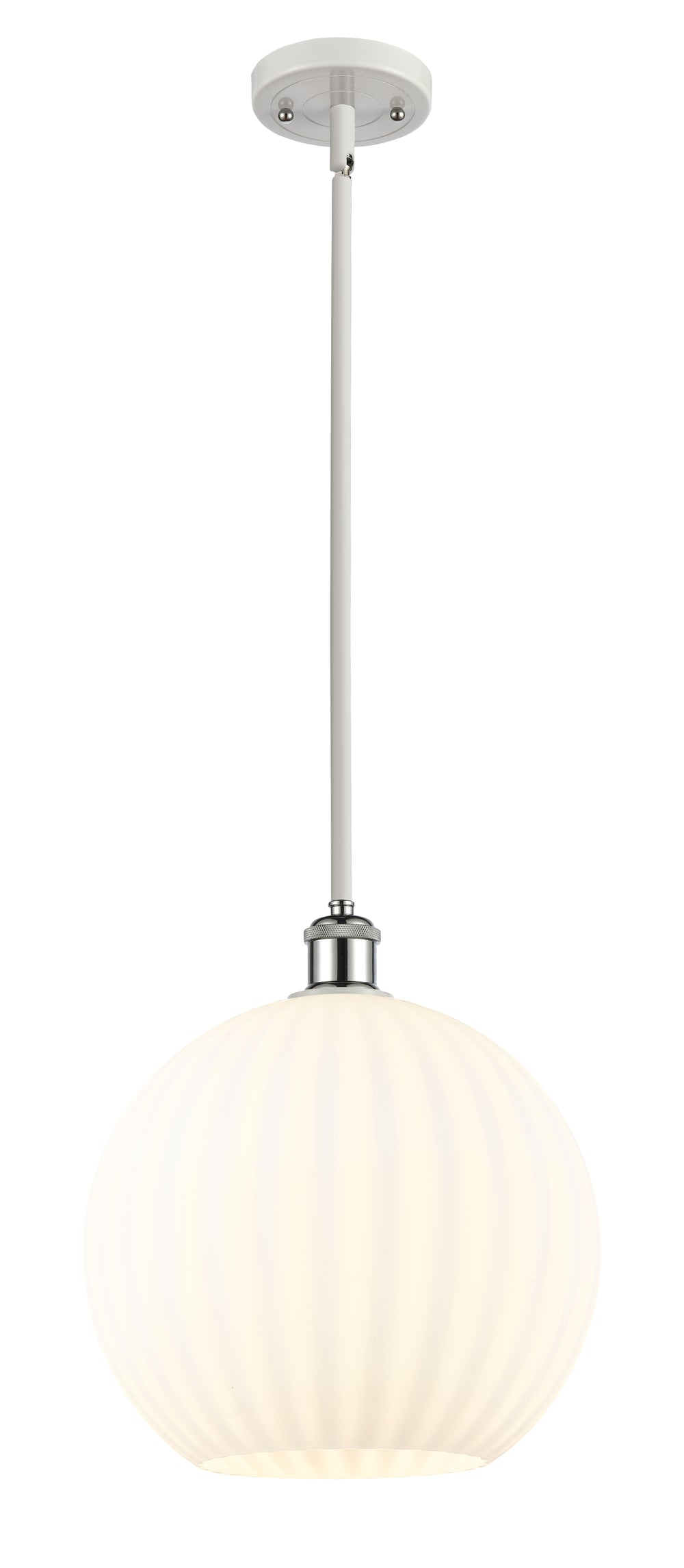 Innovations Lighting White Venetian 12" Mini Pendant - White Polished Chrome