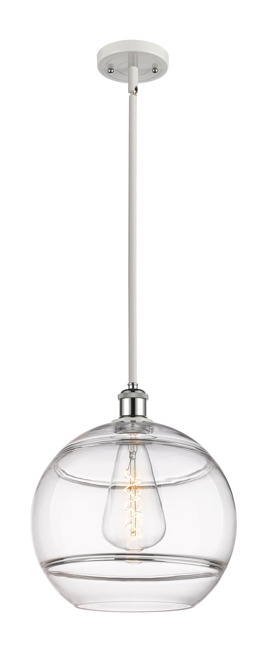 Innovations Lighting Rochester 12" Mini Pendant - White Polished Chrome Mini-Pendants Innovations Lighting Clear ; Glass Type: Clear  