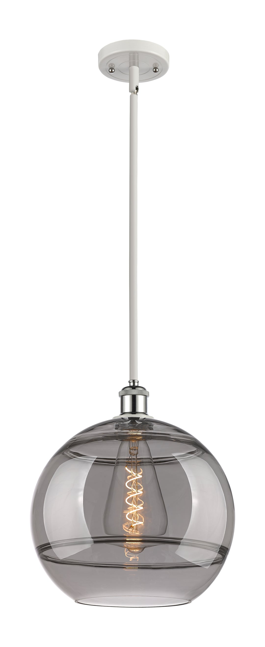 Innovations Lighting Rochester 12" Mini Pendant - White Polished Chrome Mini-Pendants Innovations Lighting Light Smoke ; Glass Type: Smoked  