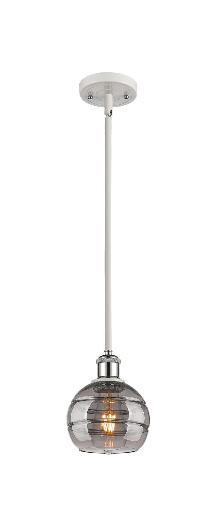 Innovations Lighting Rochester 6" Mini Pendant - White Polished Chrome Mini-Pendants Innovations Lighting Light Smoke ; Glass Type: Smoked  