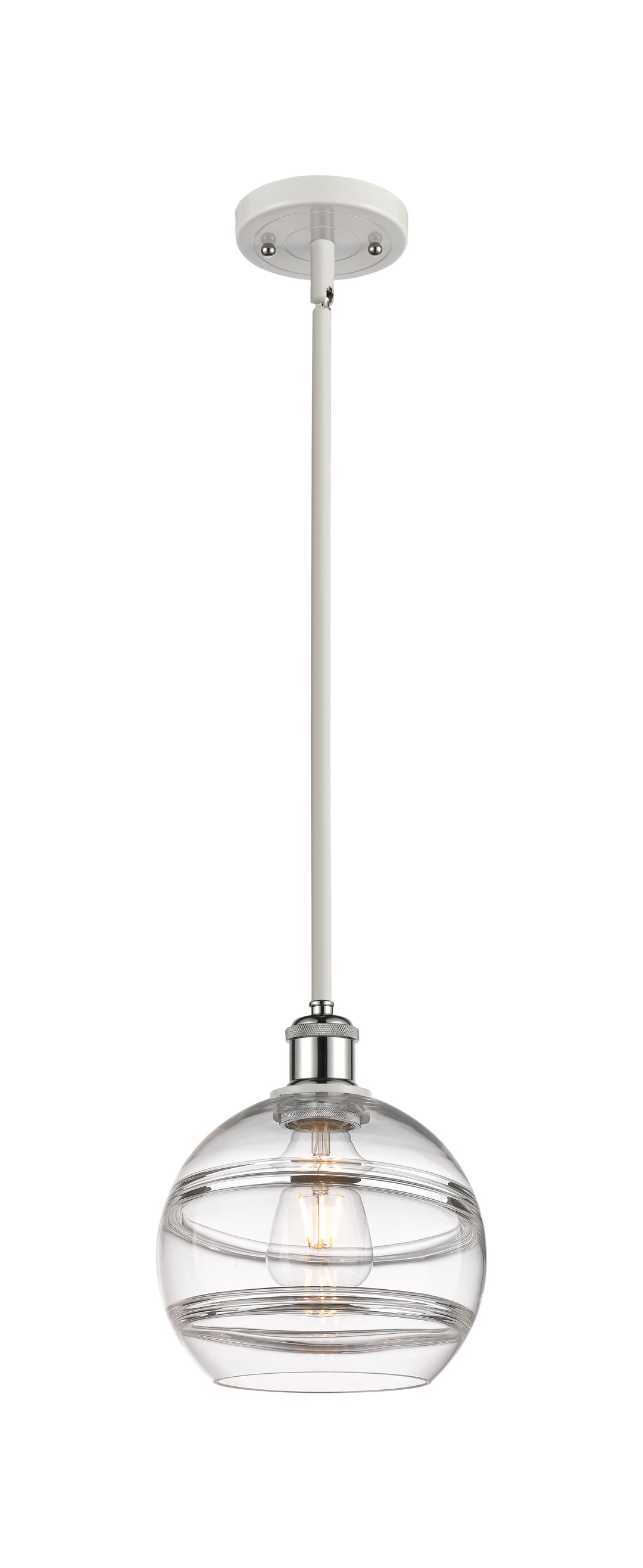 Innovations Lighting Rochester 8" Mini Pendant - White Polished Chrome Mini-Pendants Innovations Lighting Clear ; Glass Type: Clear  