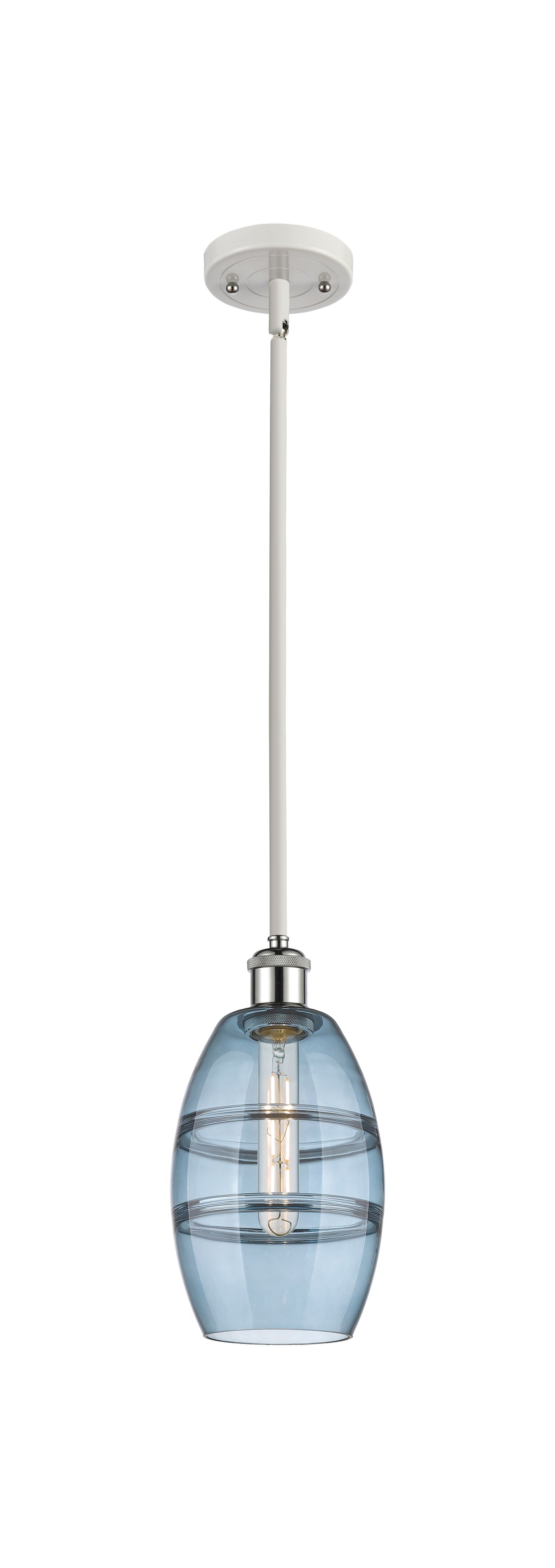 Innovations Lighting Vaz 6" Mini Pendant - White Polished Chrome Mini-Pendants Innovations Lighting Blue  ; Glass Type: Blue  